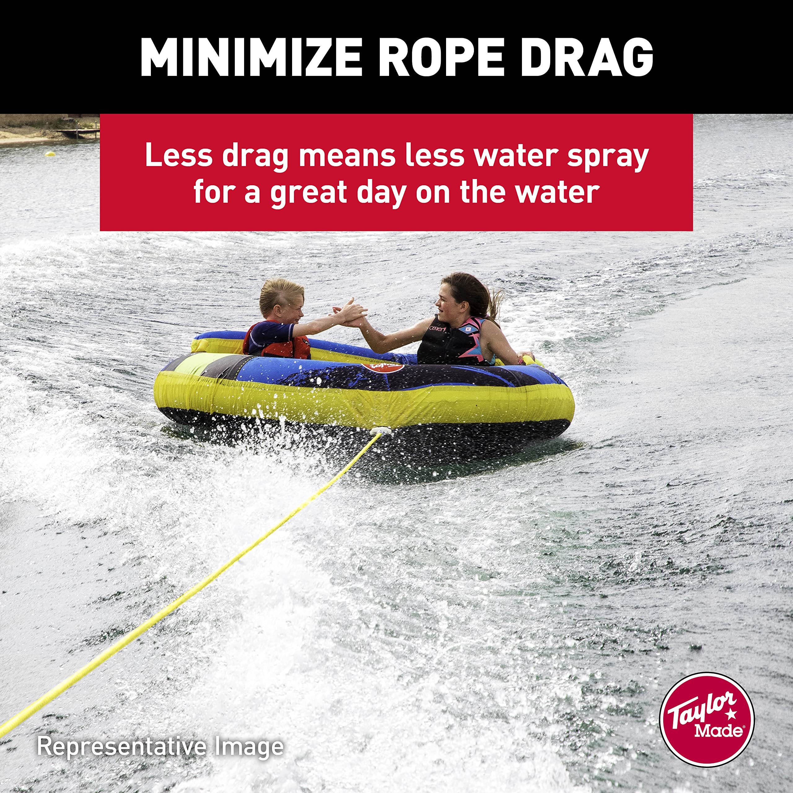 Taylor Made 2K Towable Tube Rope, 60 ft. Long, Supports Two Riders up to 320 lbs., 10mm polyethylene Tow Rope, 2,375 lb. Break Strength - 2021150644