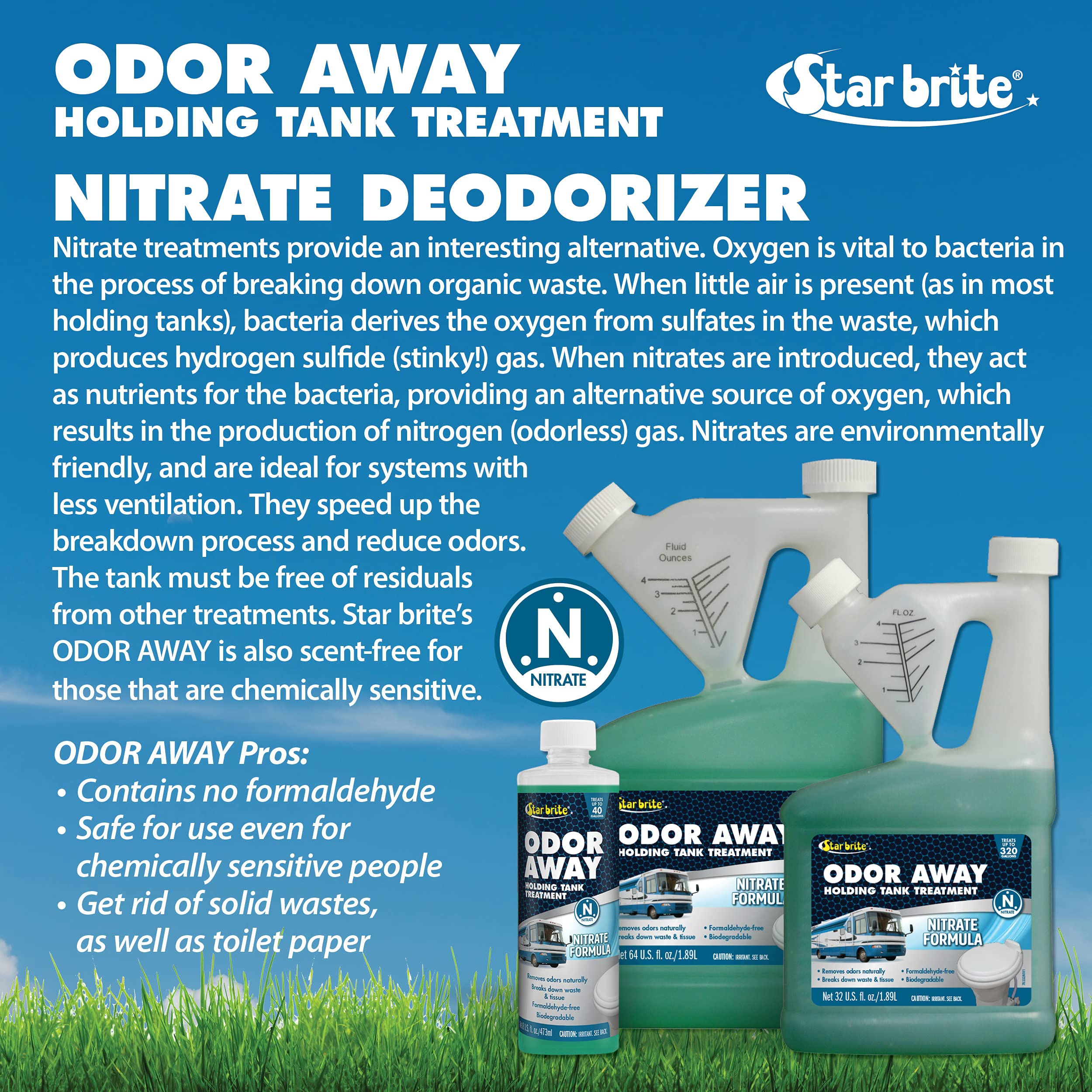 Odor Away STAR BRITE Natural Holding Tank Treatment 8oz 4 Pack (076308)
