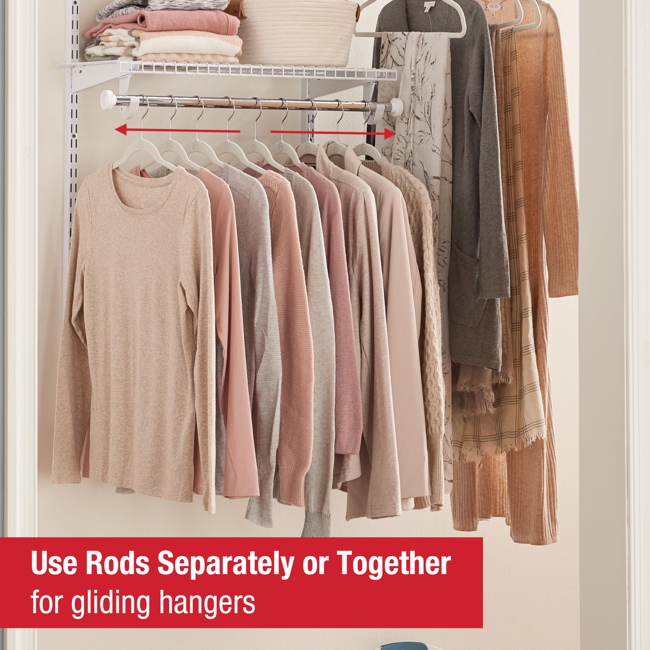 Rubbermaid Custom Closet Kit Configurations 3-6 Ft. Adjustable Metal Wire Shelving White Finish Expandable Organization System Hardware Included for Home Closet/Pantry/Laundry/Mudroom