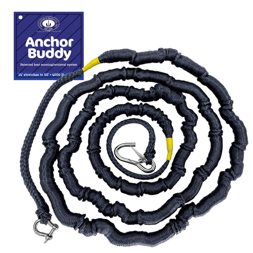 The Original Greenfield Anchor Buddy, Bungee Anchor Line for Boats. 14ft to 50ft Stretch. Elastic Anchor Rope, Anchor Line.