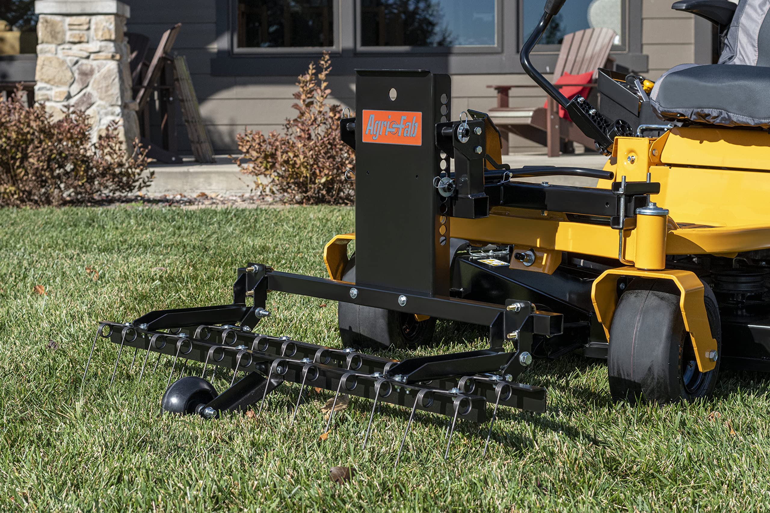 48" Agri-Fab 45-0629 Zero Turn Riding Lawn Mower Front Mount Dethatcher Attachment; 24 Durable Spring Tines, Penetrates and Turns Up Dried Grass, Weeds