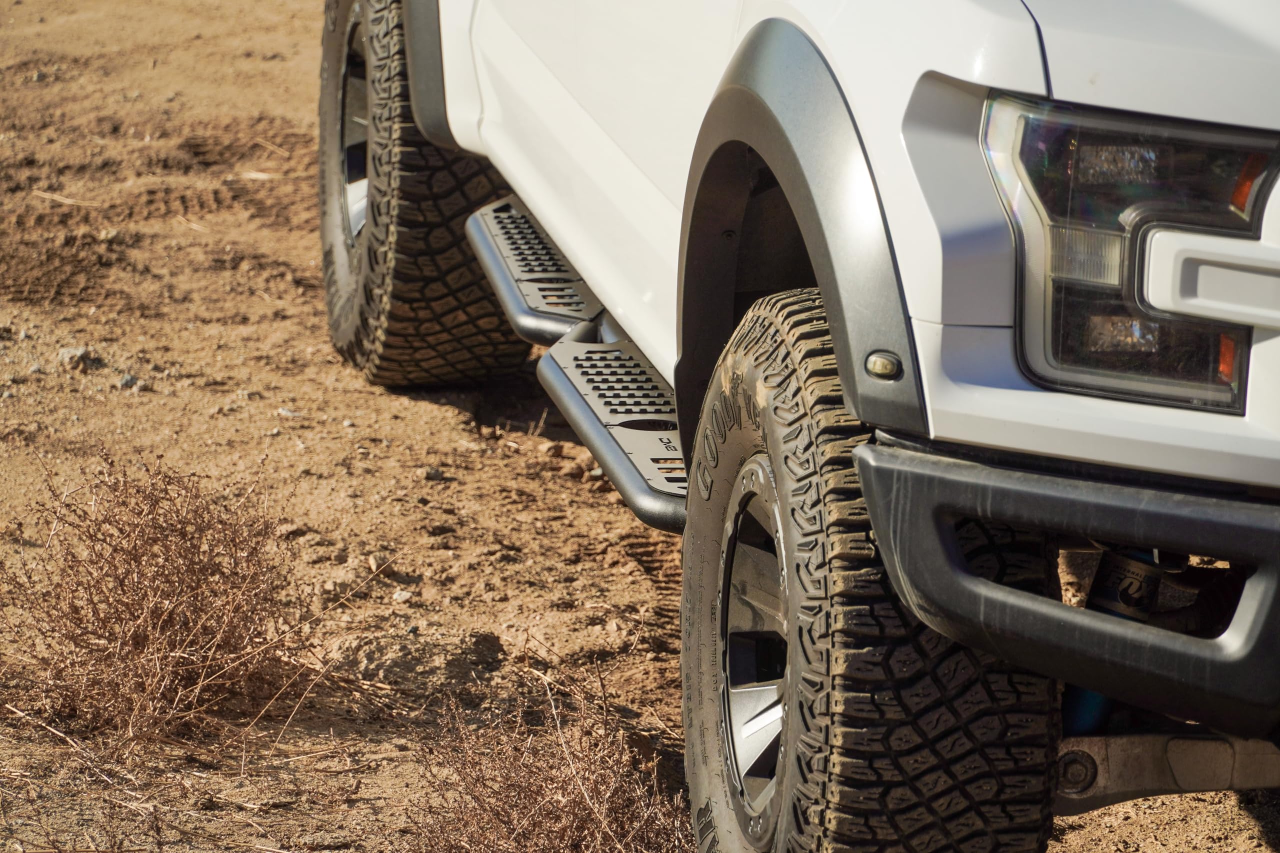 DV8 Offroad OE Plus Side Steps for 2015-2024 Crew Cab Ford F-150 & Raptor | Anti-Slip Design | Mounts to Body/Pinch Weld | Protection from Light Trail Debris | Fully Bolt-On Installation
