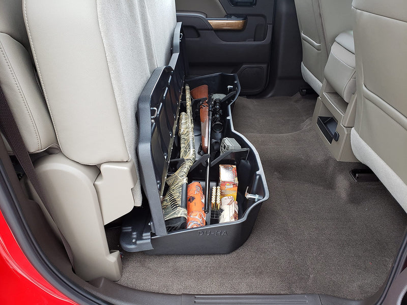Lockable DU-HA Under Seat Storage fits 2014-2018 Chevy Silverado/GMC Sierra Light Duty Crew Cab & 2015-2019 Heavy Duty Crew Cab | Black Heavy-Duty Back Seat Lockbox, Includes 2 Keys | 10307