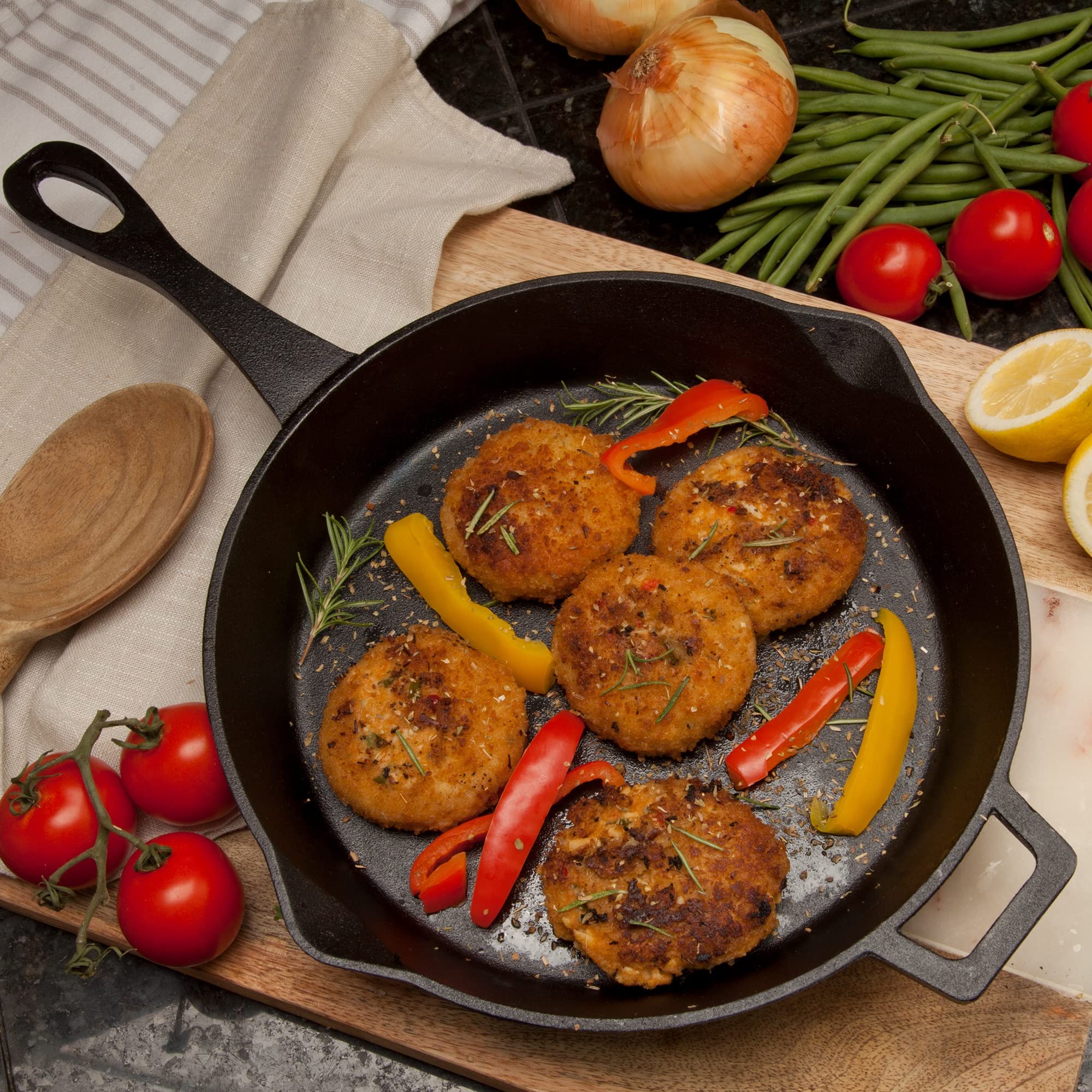 Bayou Classic 7453 Cast Iron Skillet Set 12-in and 14-in Features Pour Spouts Perfect For Breakfast Pan Frying Sautéing and Baking