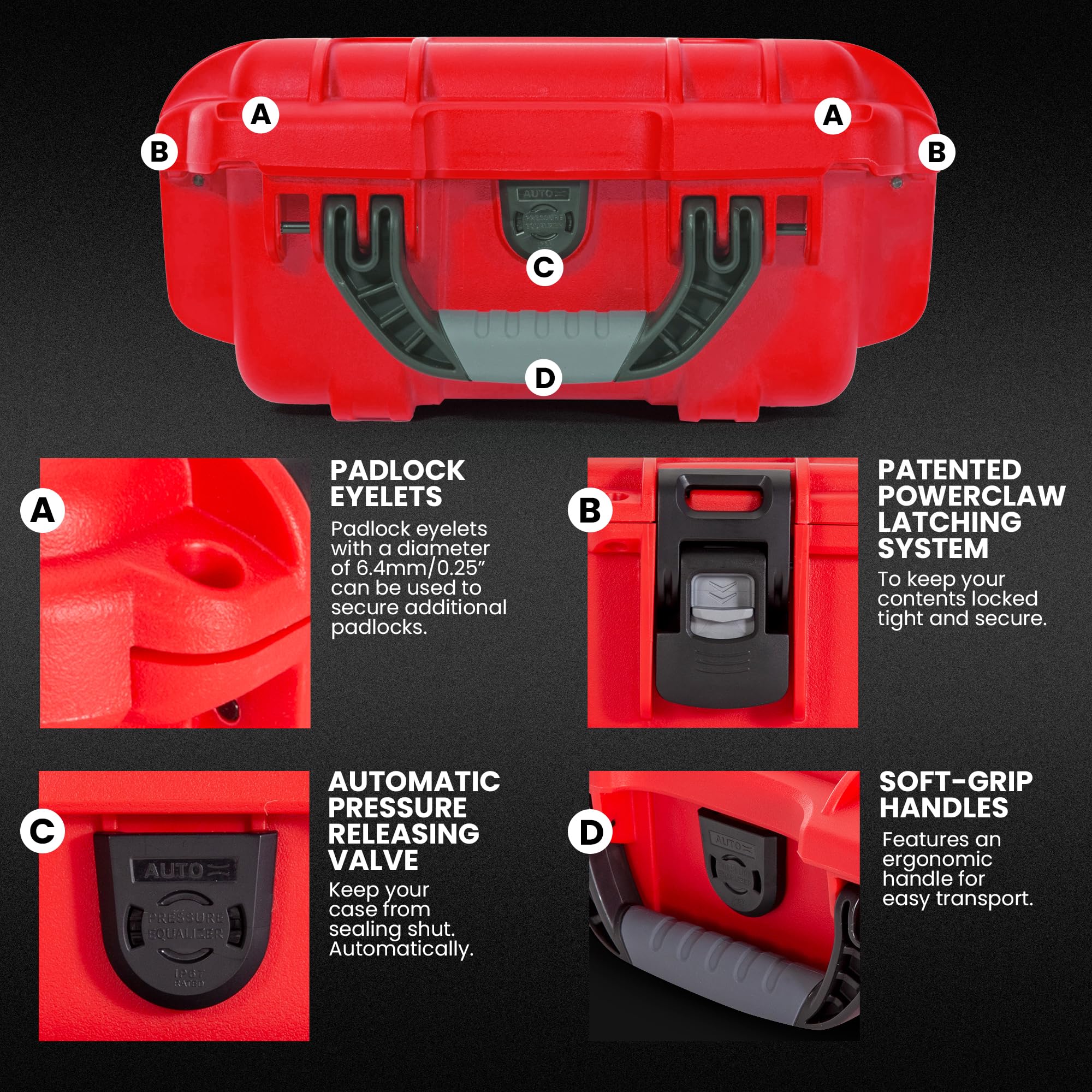 Waterproof NANUK 905 First Aid Case Empty – Durable, Medical First Aid Organizer Case, IP67-Rated, Dustproof, Impact-Resistant, and Floats (9.4" x 7.4" x 5.5") – Red