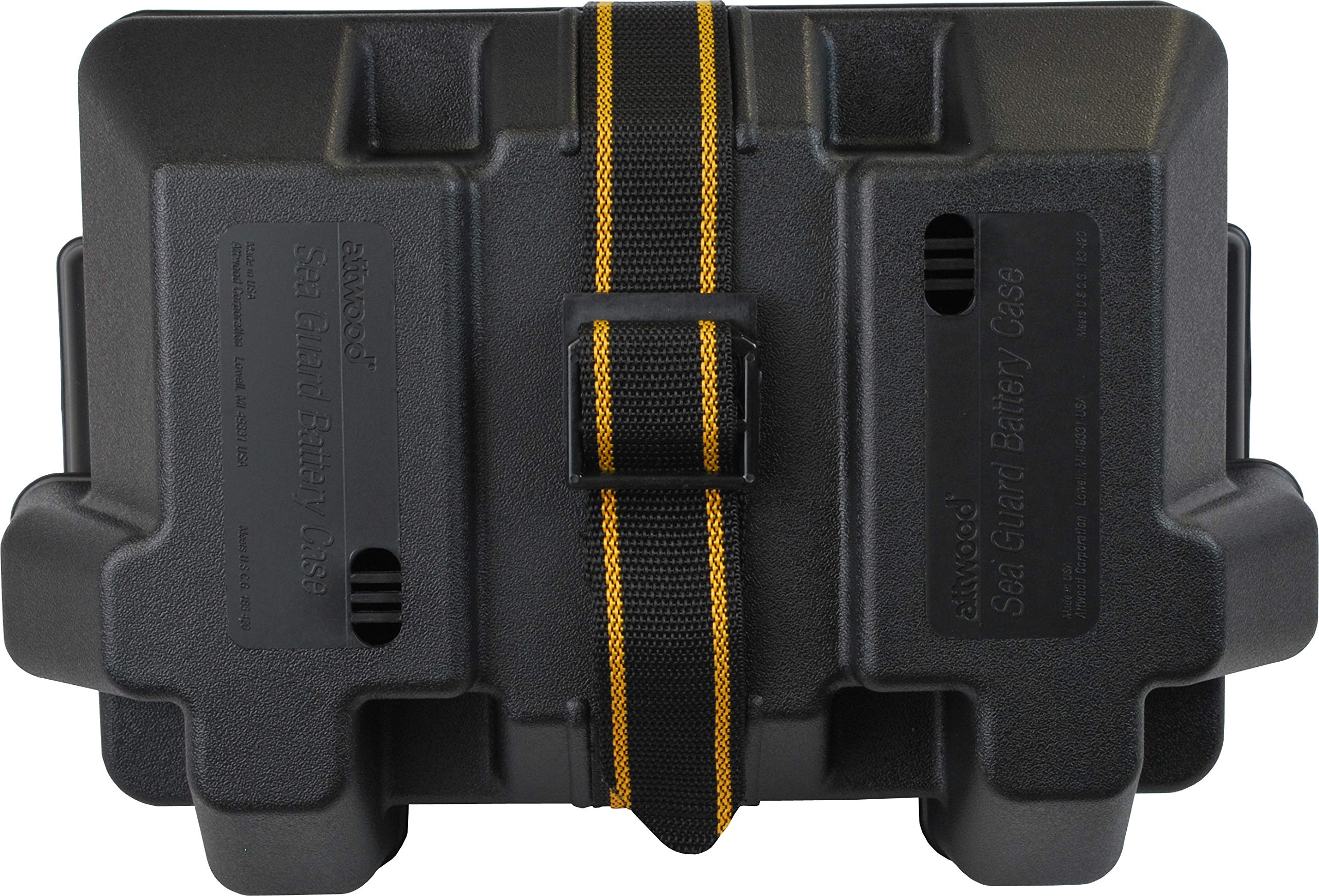 Attwood Standard Vented Battery Box 9065-1 with Mounting Strap, Fits Group 24 Batteries, Black