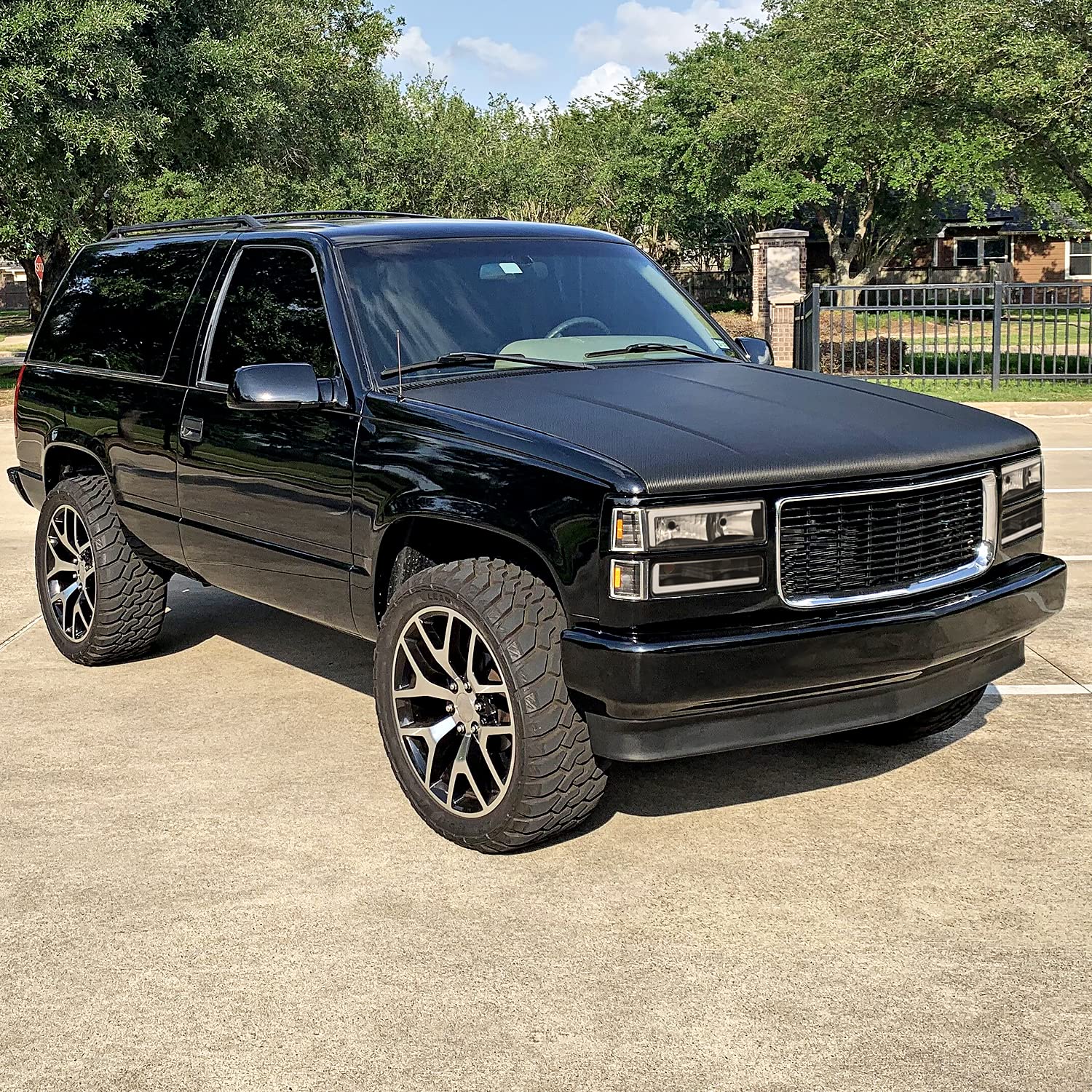 Black LED Tube Headlights + Bumper Parking + Corner Lights SPEC-D TUNING Compatible with 1994-1998 GMC C10 Pickup Sierra Suburban Yukon Left + Right Pair Assembly