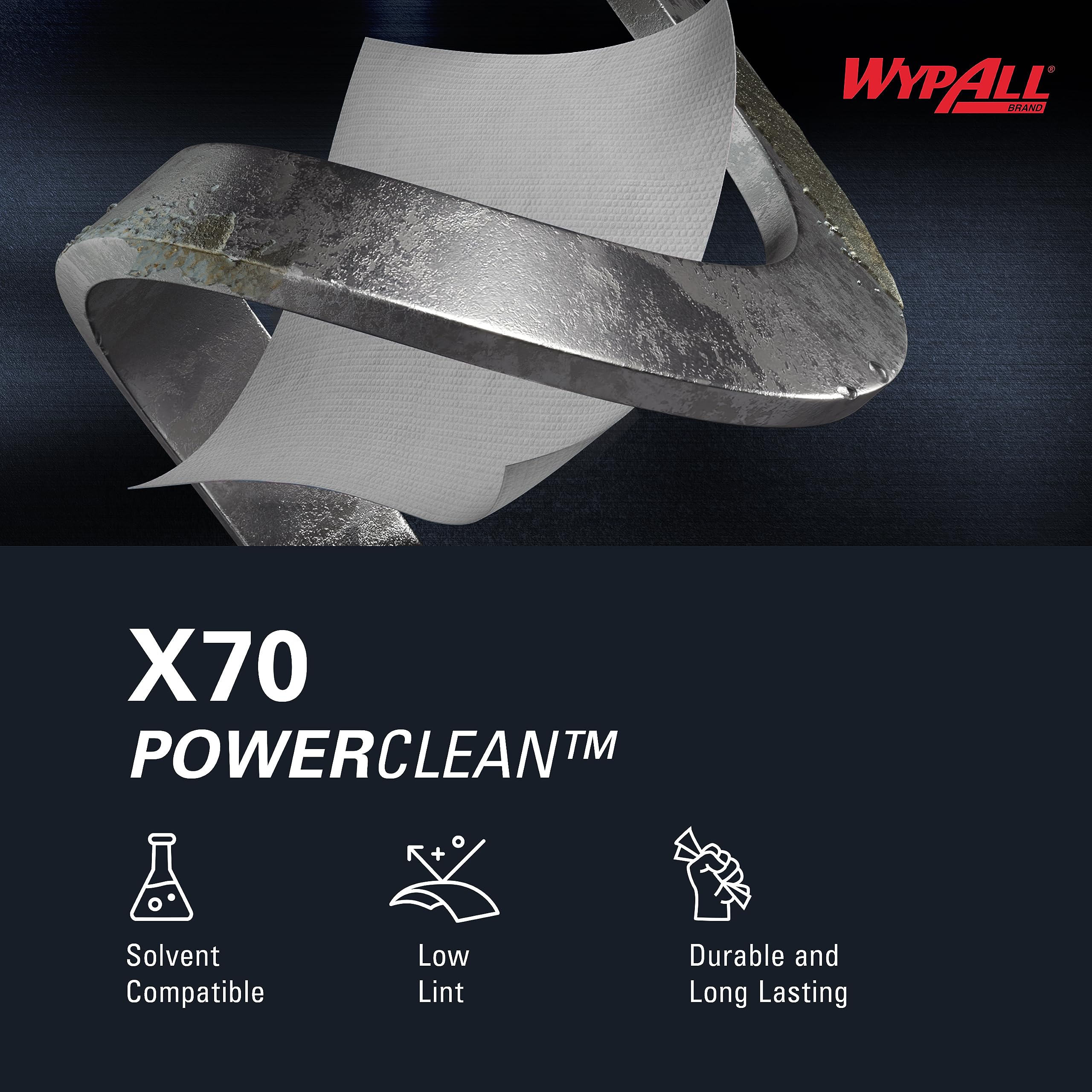 WypAll X70 Reusable Extended Use Cloths (41455), POP-UP Box, Long Lasting Performance, White (10 boxes of 100 wipes)