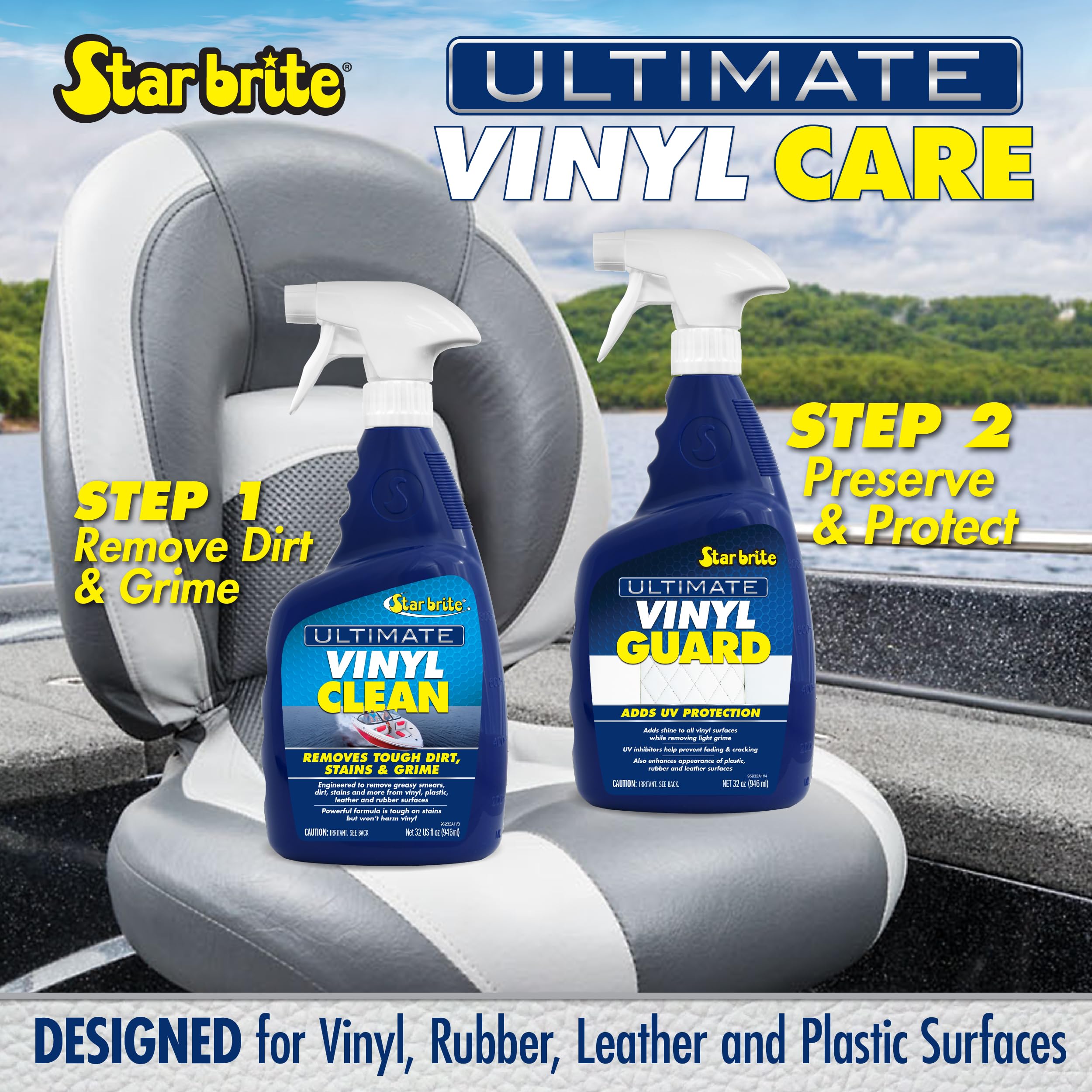 Ultimate Vinyl Guard STAR BRITE - Spray on Protection & Shine - Prevent Fading & Cracking - Keep Vinyl, Leather, Plastic & Rubber - 32 OZ (095932)