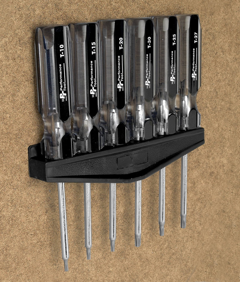 W80006 Performance Tool 6-Piece Professional Star Driver Set with Rack