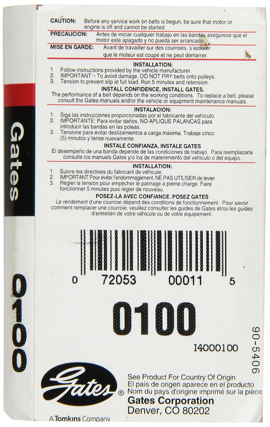 Truflex Gates 0100 FHP Low Horse-Power V-Belt
