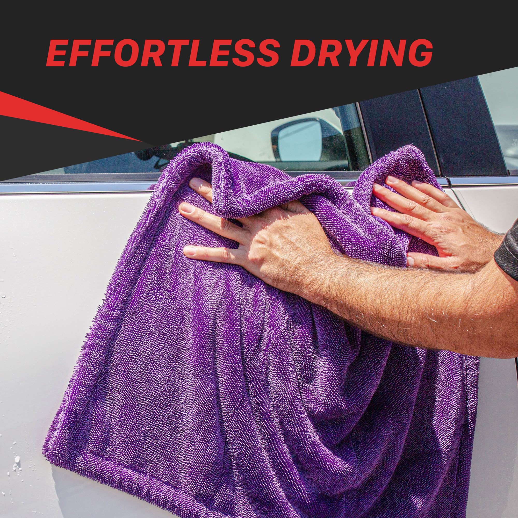 Purple Maxshine 24" x 36" Duo Twisted Microfiber Towel (1200GSM) – Large, Plush, Rinse-Free Double-Sided Drying Towel – Super Absorbent Microfiber for Drying