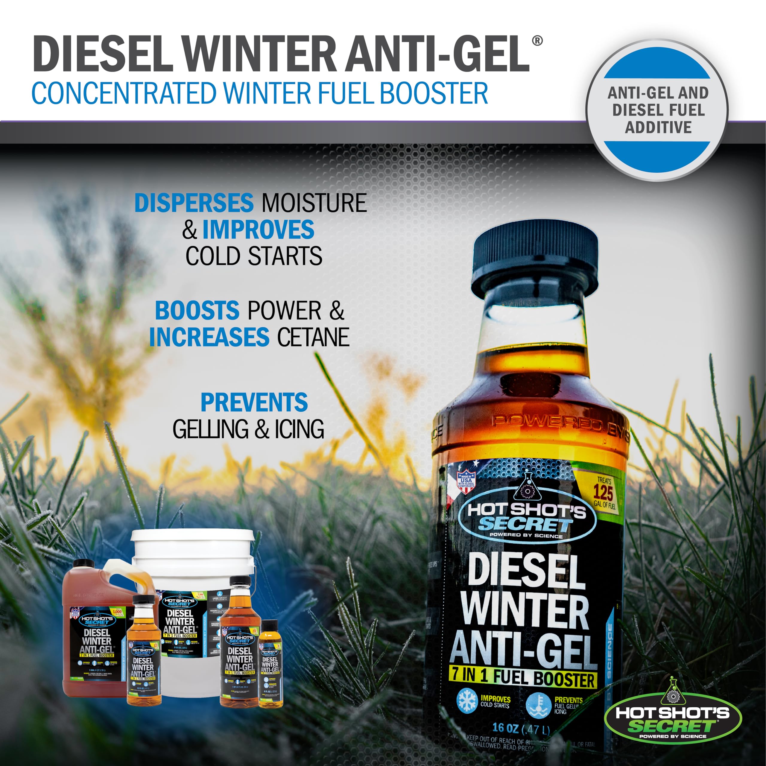 Diesel Winter Anti-Gel Hot Shot's Secret 16 Ounce Round Bottle, Amber (P403316Z)