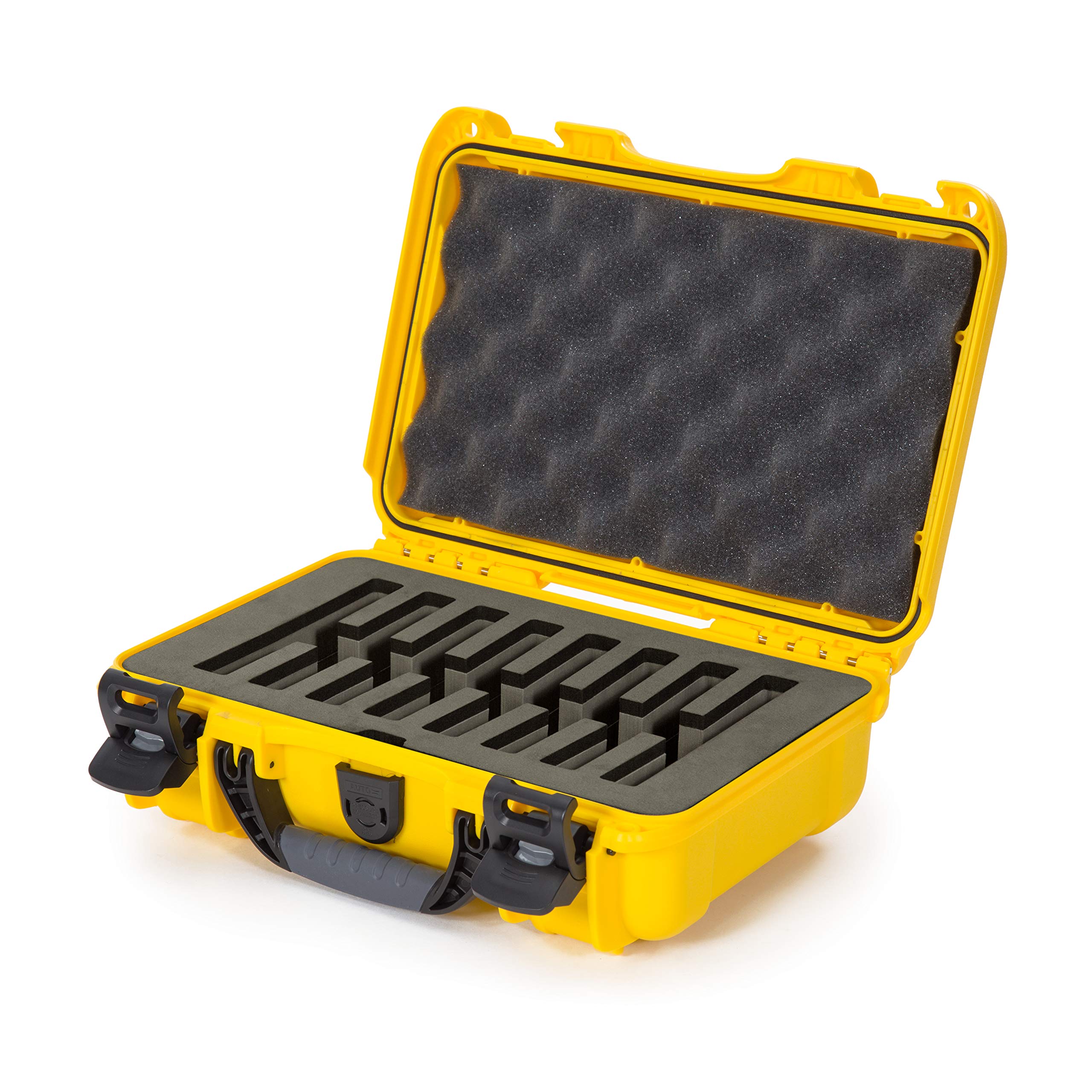 Waterproof Nanuk 909 Hard Case with Custom Foam Insert for 8 Pocket Knives, Yellow