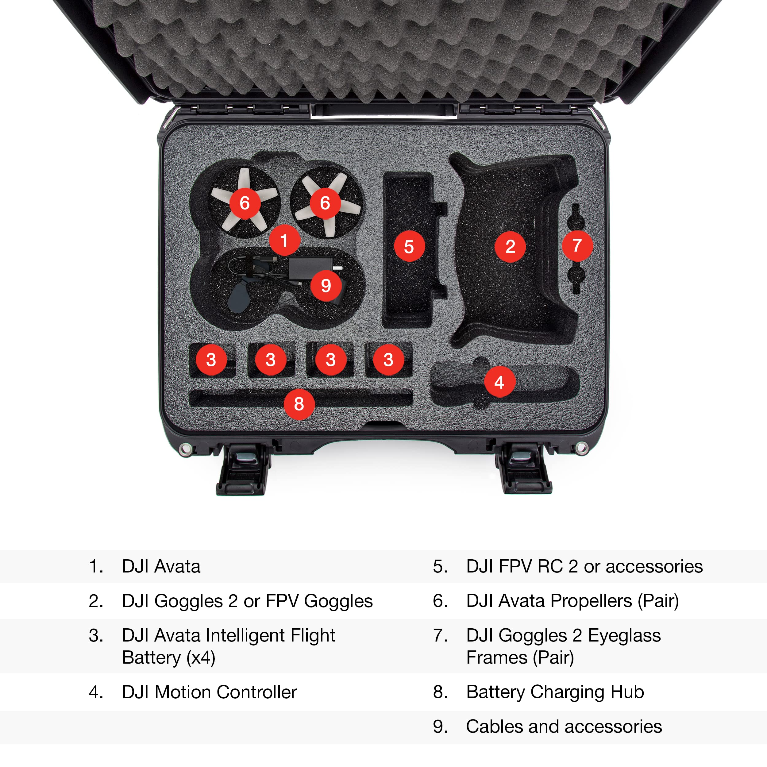 Waterproof Nanuk 925 Hard Case with Foam Insert for DJI Avata FPV Unit, Goggles and Fly More Combo - Graphite (925S-080GP-0A0-C0745)