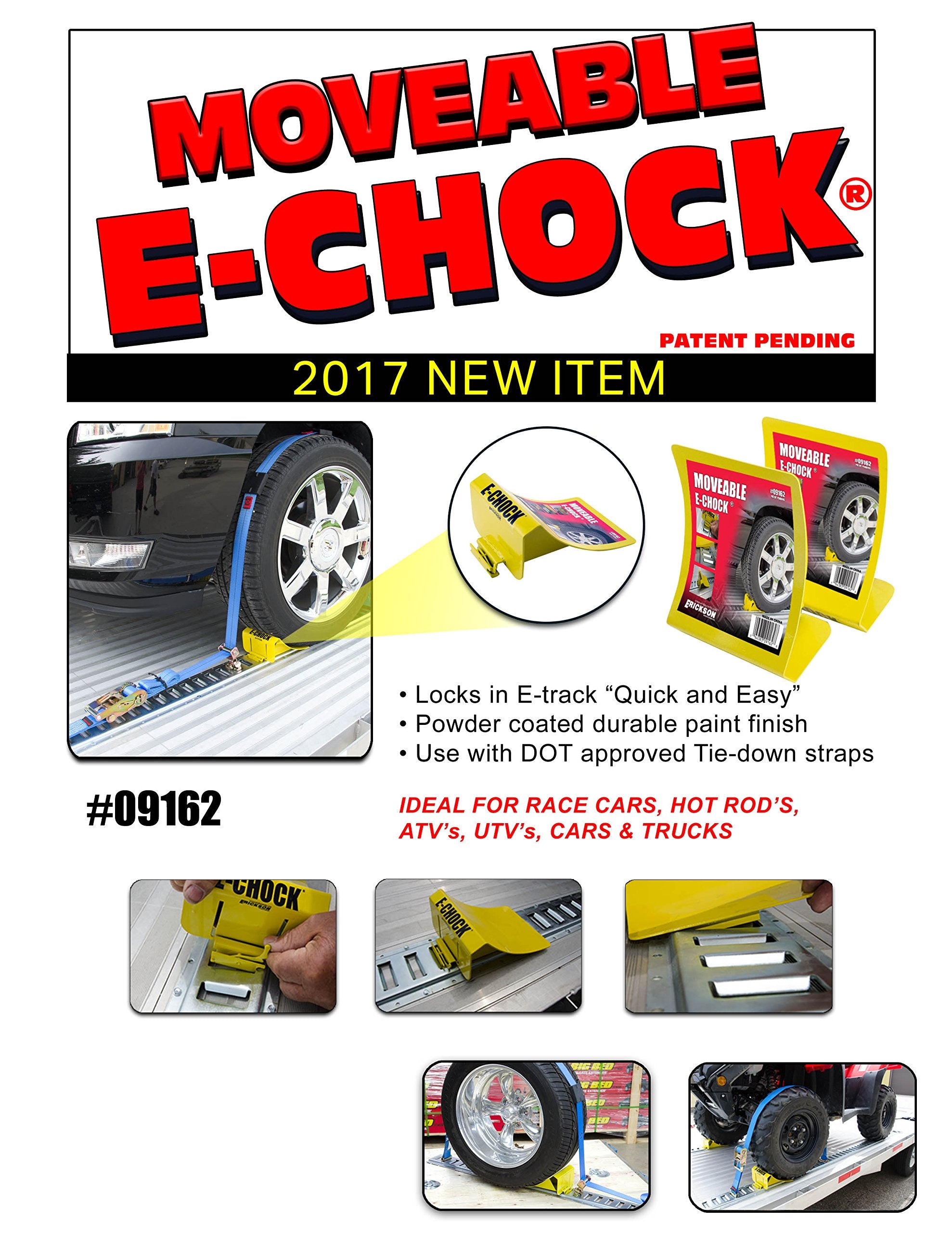 E-Track Erickson Moveable Wheel Chock,1 pk