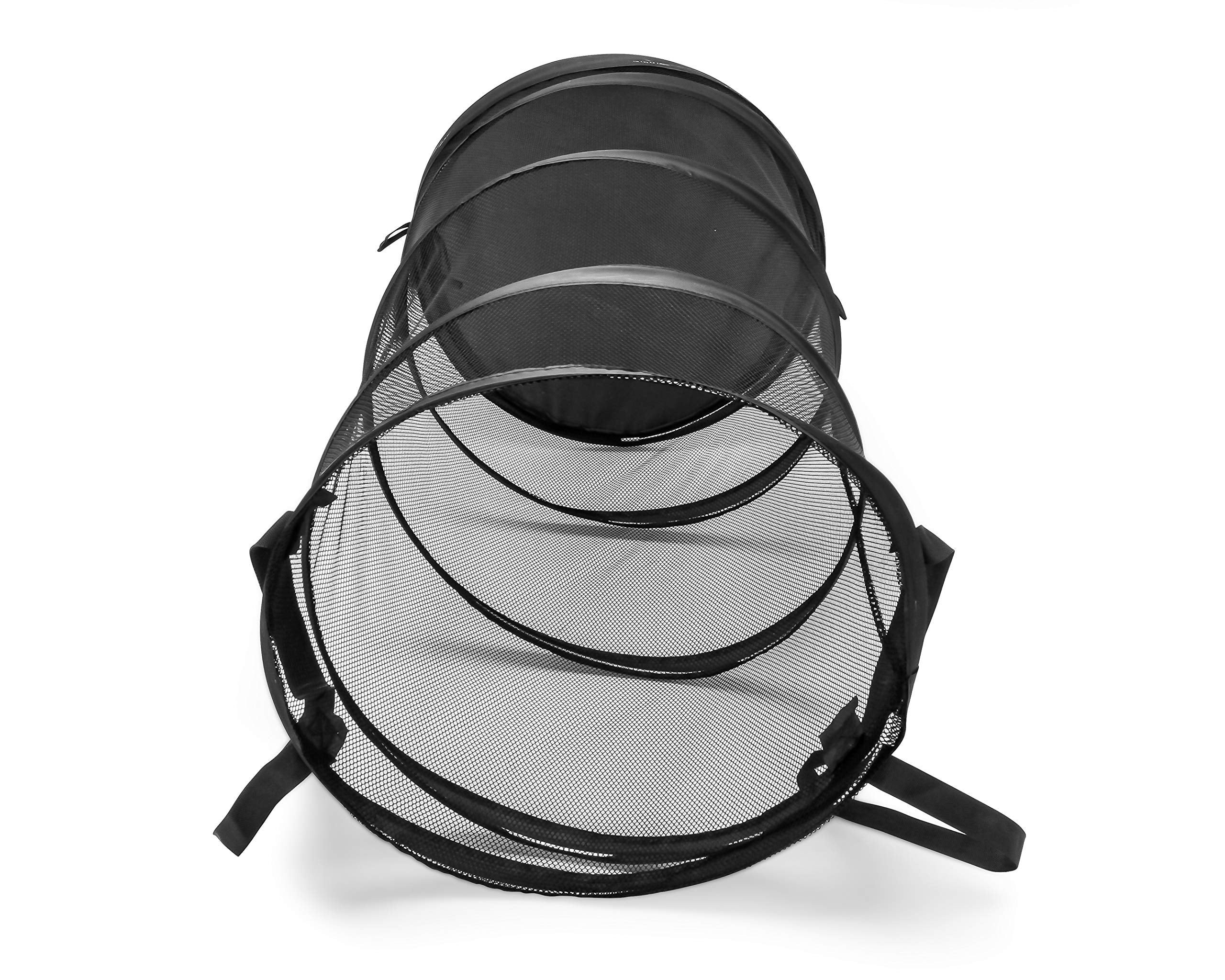 Camco Mesh Pop Collapsible Hamper Basket with Handles-Easy to Store and Clean, Perfect for Travel, Dorms, and More, Minimizes Moisture Caused Laundry Odors-Black (51977)