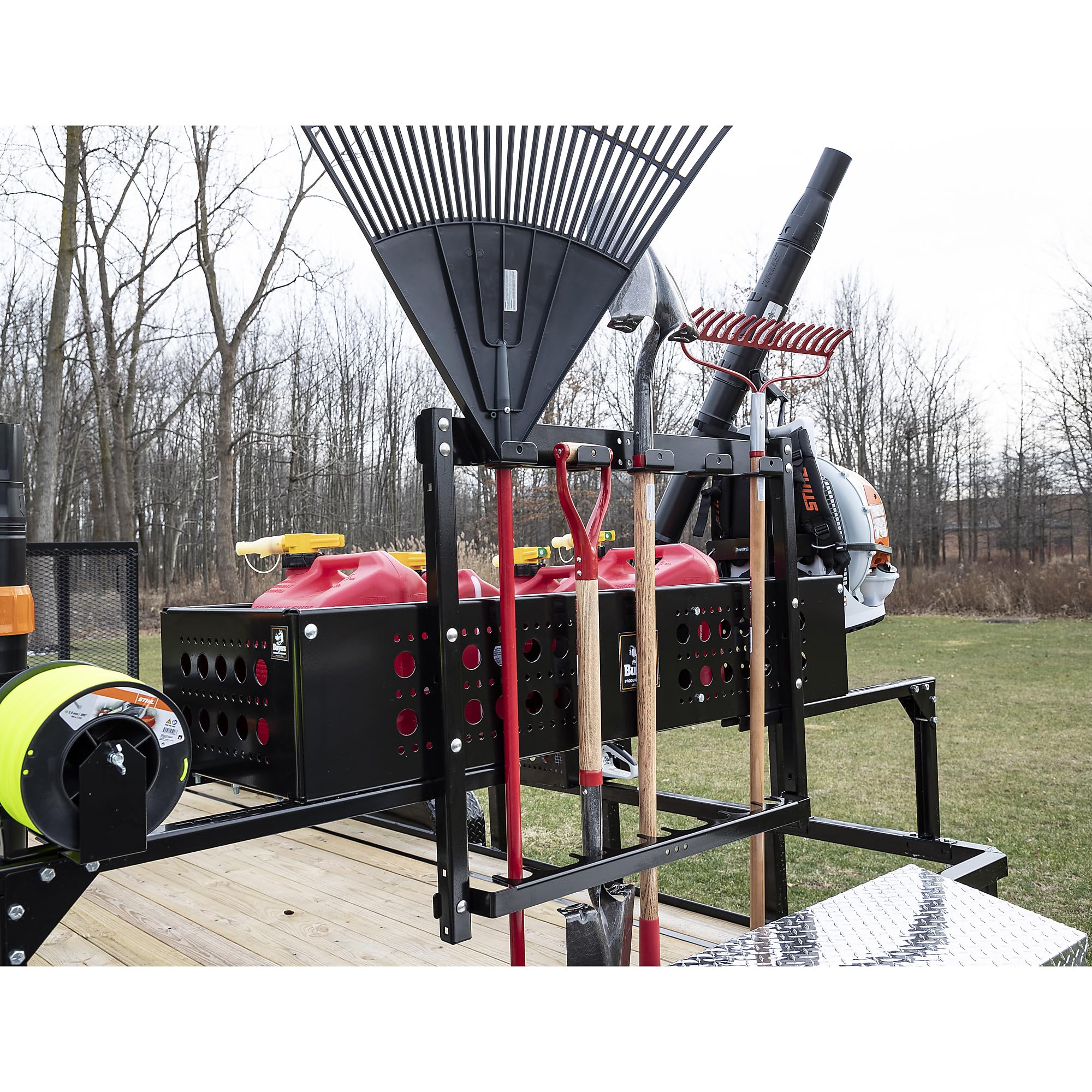 Buyers Products Vertical Rack LT46 for Enclosed Landscape Trailers & Garage or Shed Walls Holds 5 Hand Tools, Accessories For Open & Closed Landscape Trailers, Landscape Tools