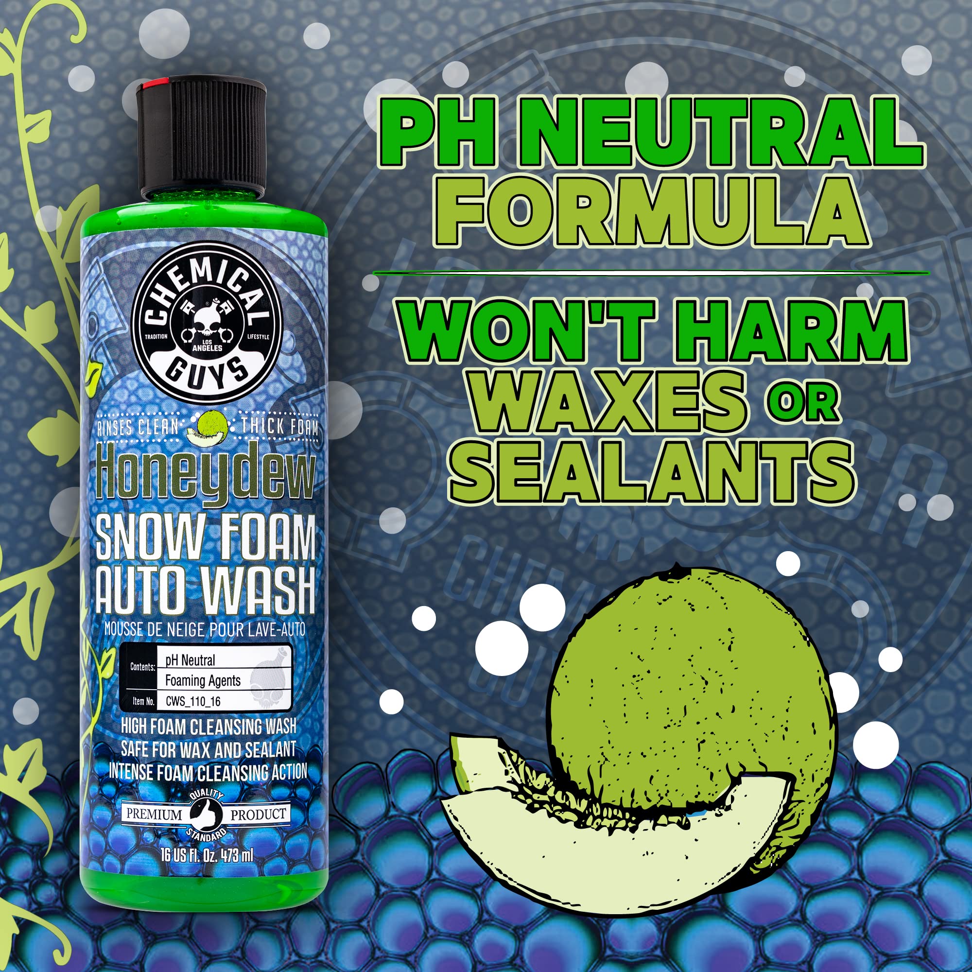 Chemical Guys Honeydew Snow Foam Car Wash Soap for Foam Cannon or Bucket, Super Suds for Trucks, Motorcycles, RVs & More - 128 oz (1 Gallon)