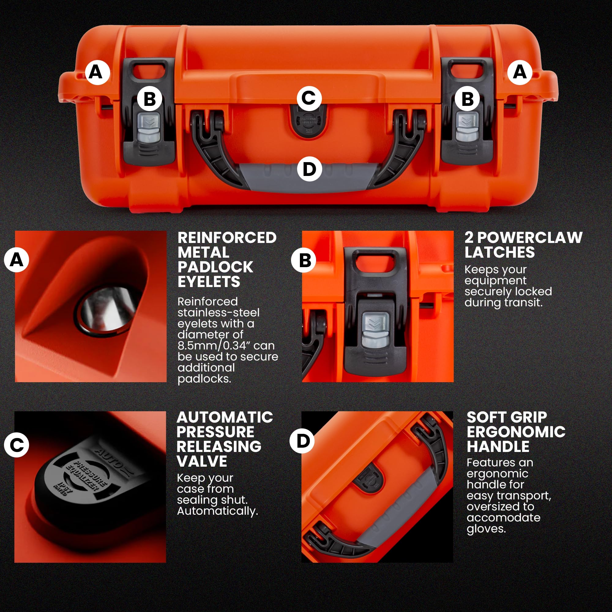 Pro Photo Kit NANUK 925 – Waterproof Travel Camera Hard Case with Padded Dividers & Lid Organizer, 18.7” x 14.8” x 7”, Dustproof & Impact-Resistant Airline Carry-On Approved – Orange
