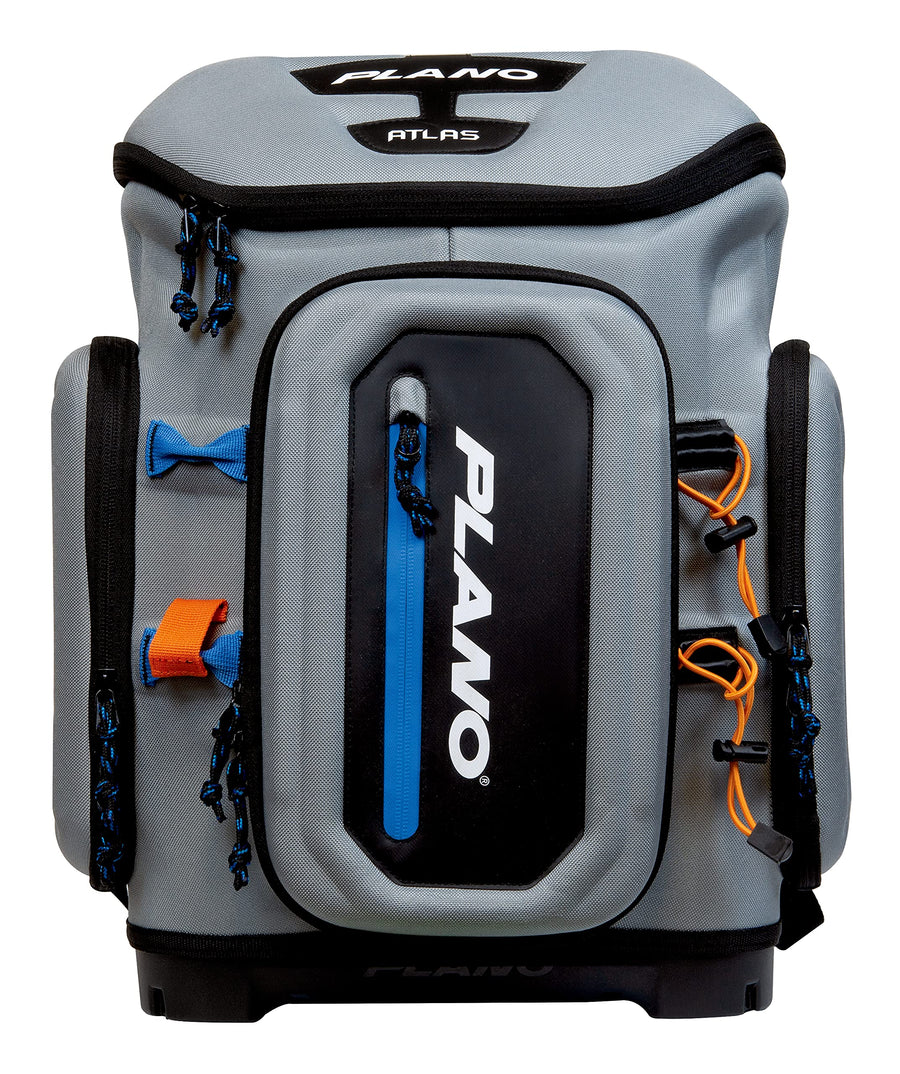 Plano 3700 Atlas Fishing Tackle Backpack, Gray EVA Material, Includes 3 3750 StowAway Utility Boxes for Worms, Lures, & Baits, Waterproof & Non-Skid Base, Grey