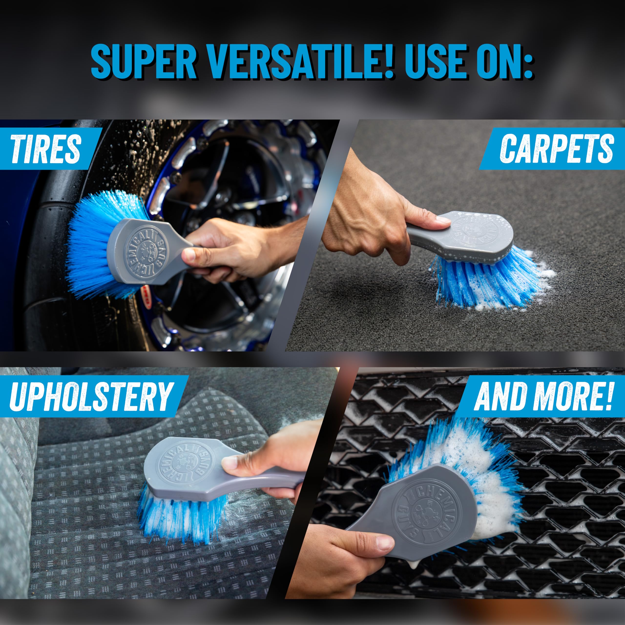 Chemical Guys Big Blue Stiffy ACCG05 Heavy Duty Tire & Upholstery Cleaning Brush, (Safe for Cars, Trucks, SUVs, RVs, Motorcycles, & More) Blue