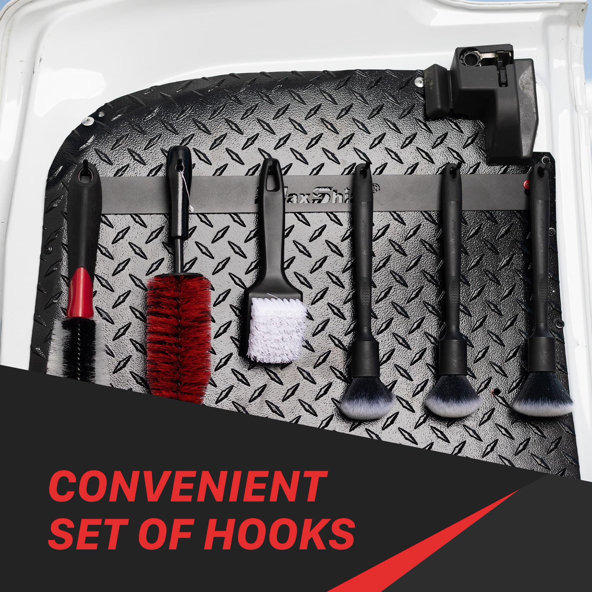 Maxshine Detailing Brush Universal Hanger - 6 Organizer Hooks, Lightweight Wall-Mounted Design for Auto Detailing Supplies, Ideal for Garage & Mobile Use, Easy to Install Car Care Organizer