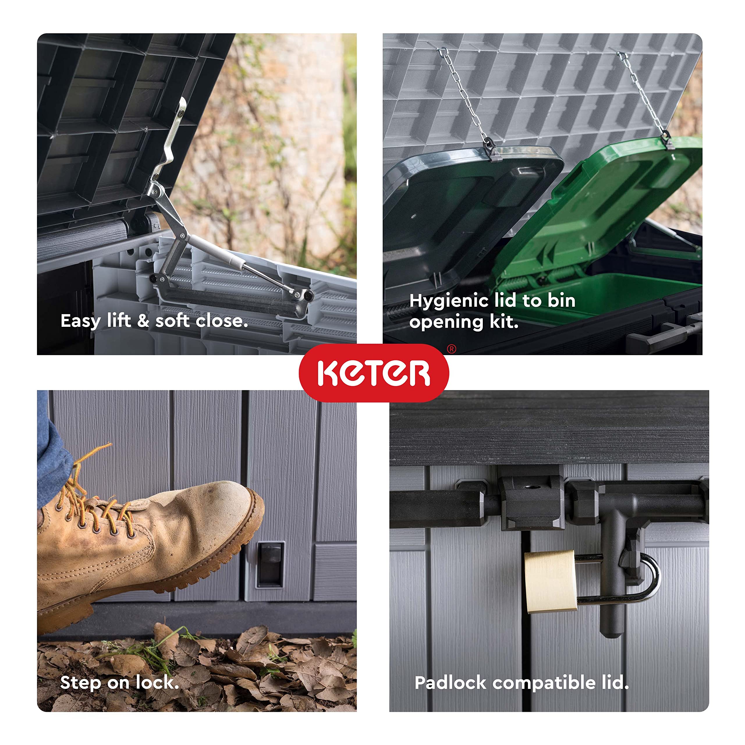 Keter 4.3 x 3.7 ft. Store-It-Out Prime Outdoor Resin Storage Shed with Easy Lift Hinges, Perfect for Yard Tools, Pool Toys and Garden Accessories, Grey