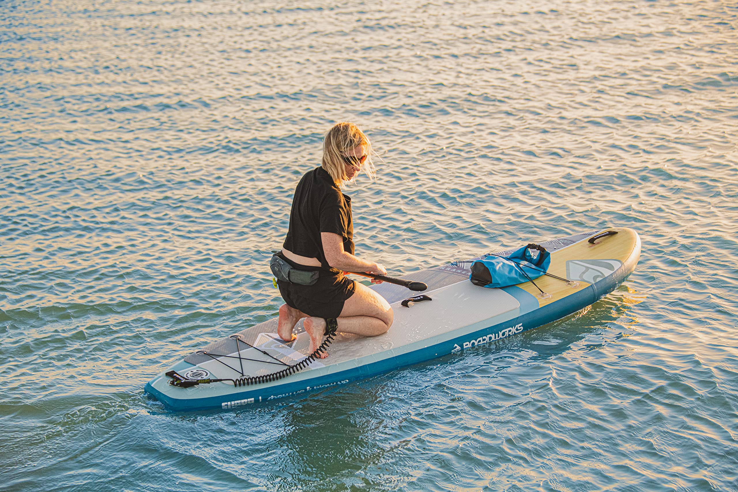 Boardworks All-Water Kraken Inflatable Stand-Up Paddleboard with Pump, Paddle and Roller Bag (SUP) Complete Kit – 11’, White/Blue/Orange