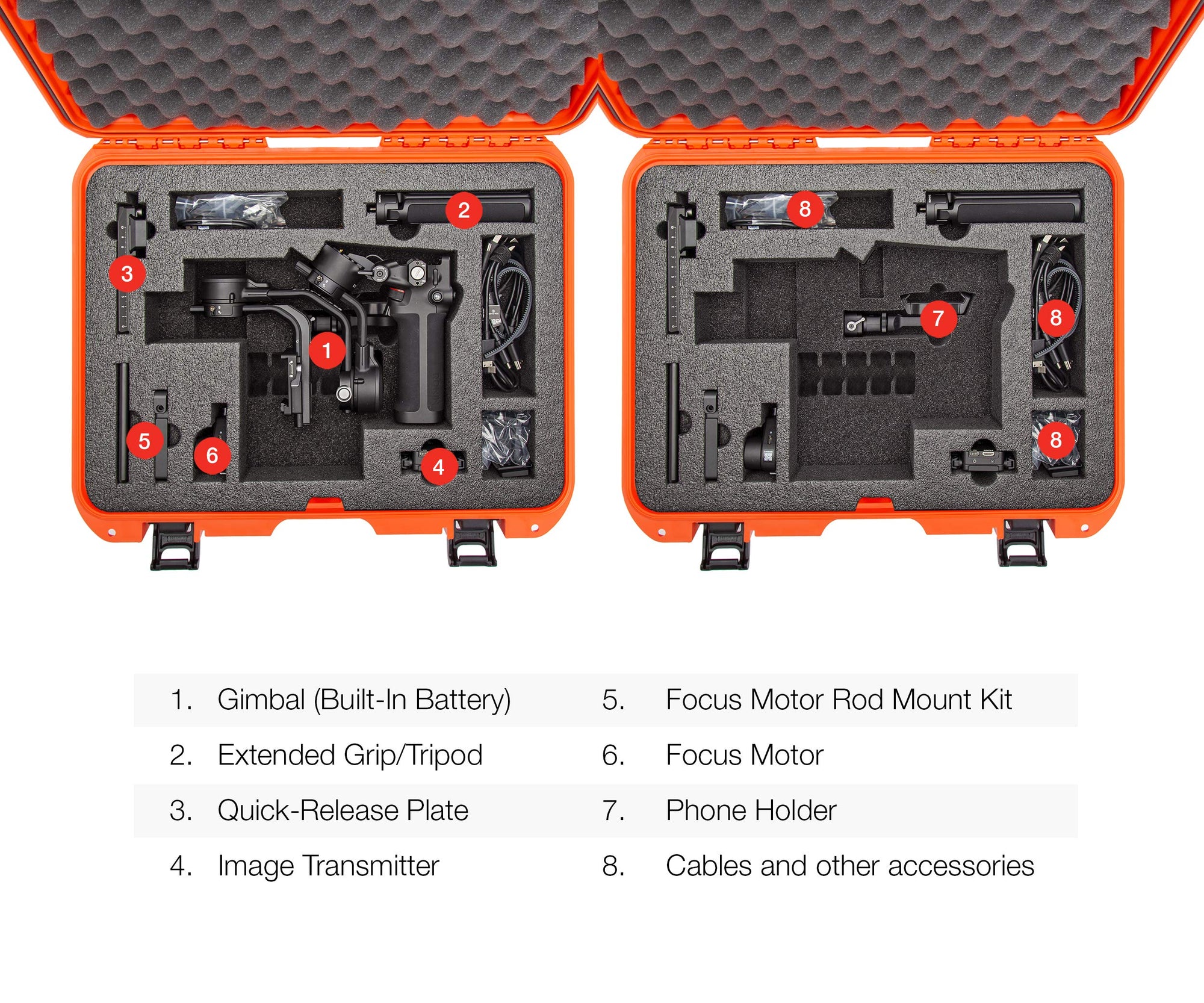 Nanuk Hard Case Waterproof with Foam Insert for DJI Ronin RSC 2 and Pro Combo Version - Orange