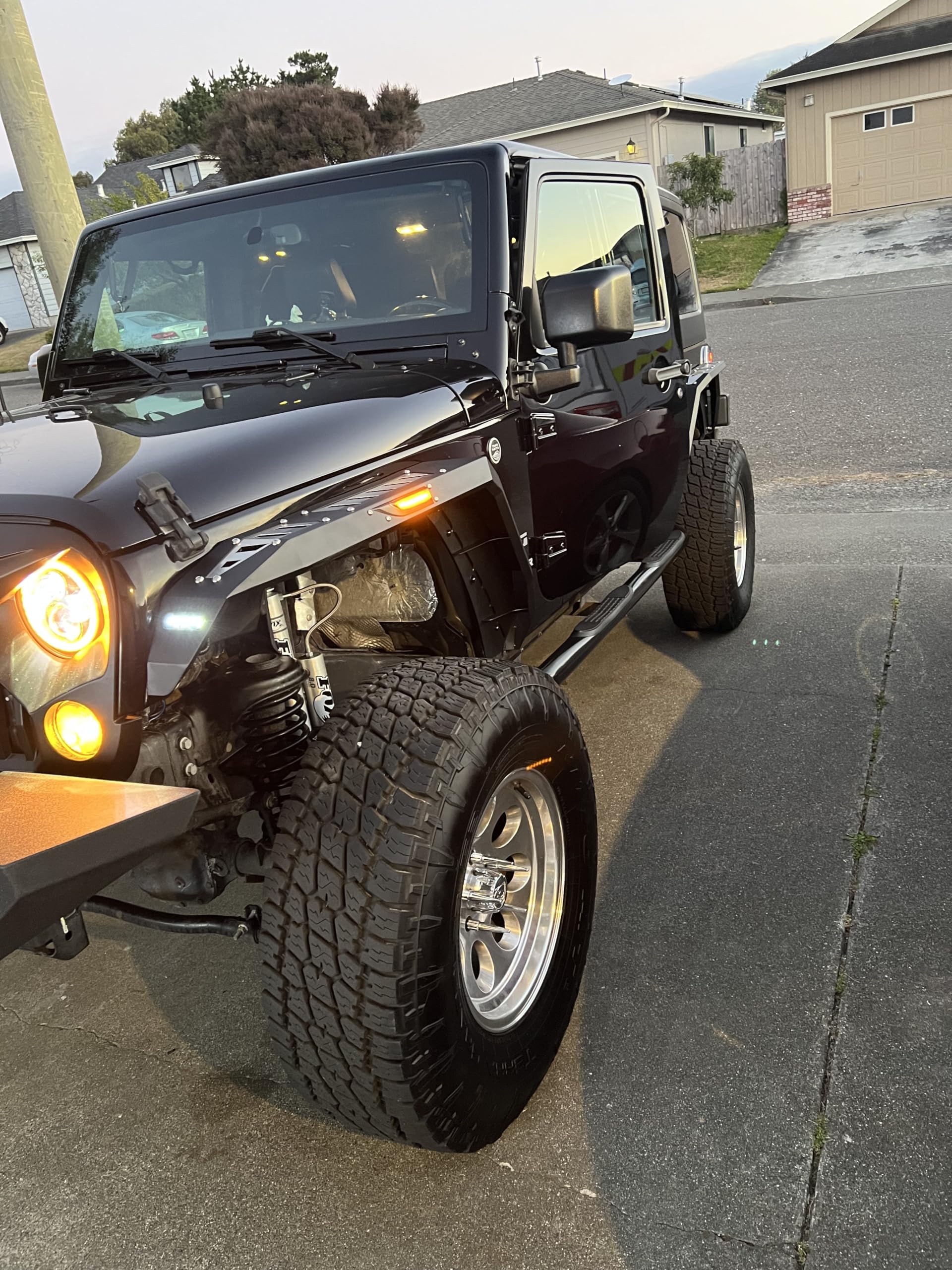 WOLFSTORM Fender Flares Front for 2007-2018 Jeep Wrangler JK/JK,Sequential Turn Signal Light and DRL Light Function Design,2007-2018 Jeep JK Front Fender Flares Replacement Accessories,Right+Left