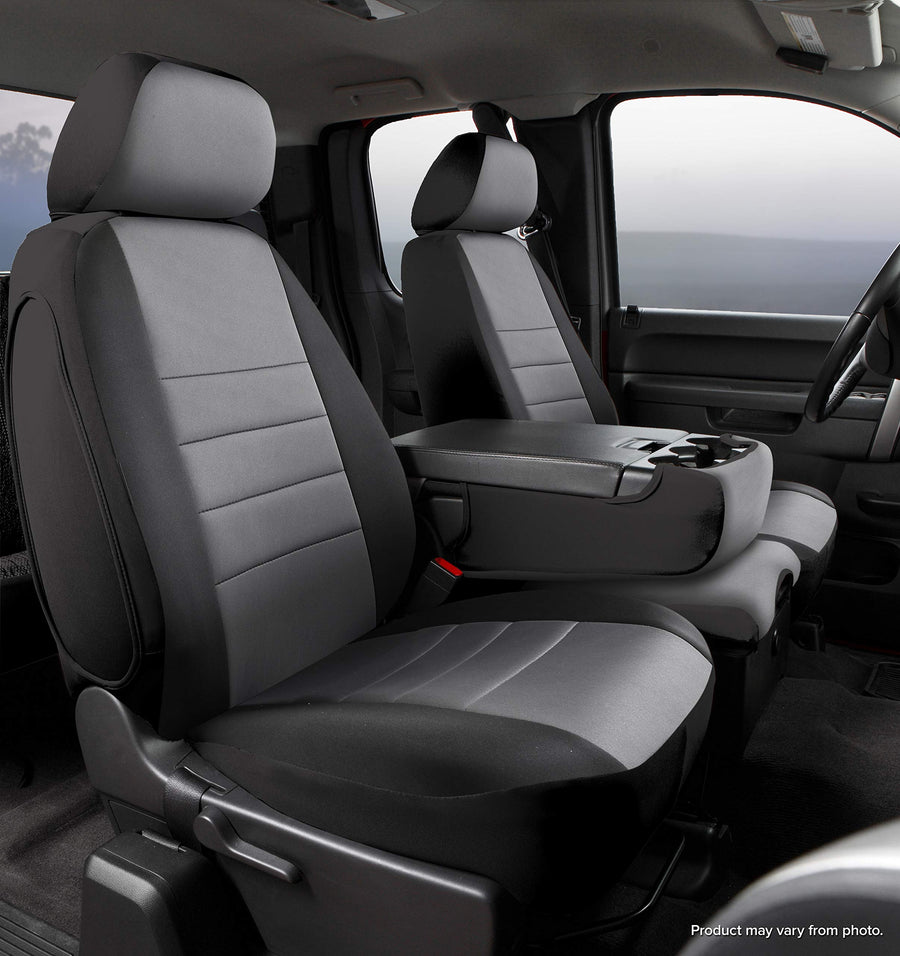 Fia Gray NP98-36 Custom Fit Front Seat Cover Split Seat 40/20/40 - Neoprene (Black w/Gray Center Panel)