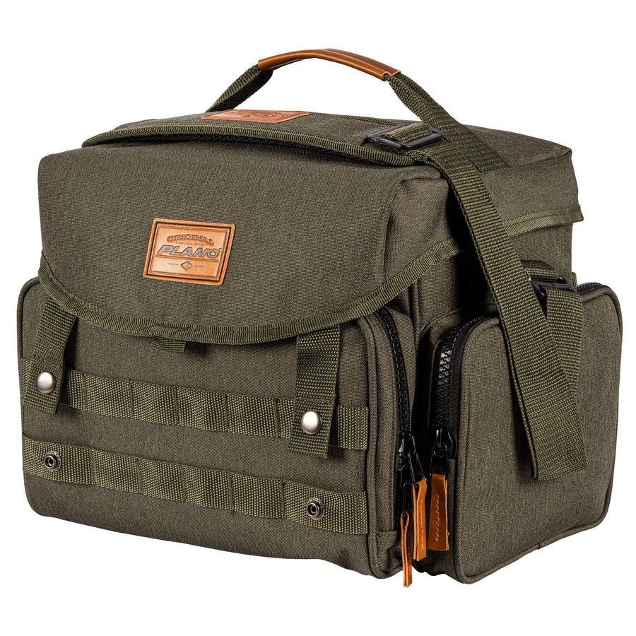 A-Series Plano 3600 2.0 Tackle Bag, Forest Green, Includes 4 Clear 3600 StowAway Utility Boxes, Fishing Bag with Tackle Boxes for Baits and Lures, MOLLE Attachments