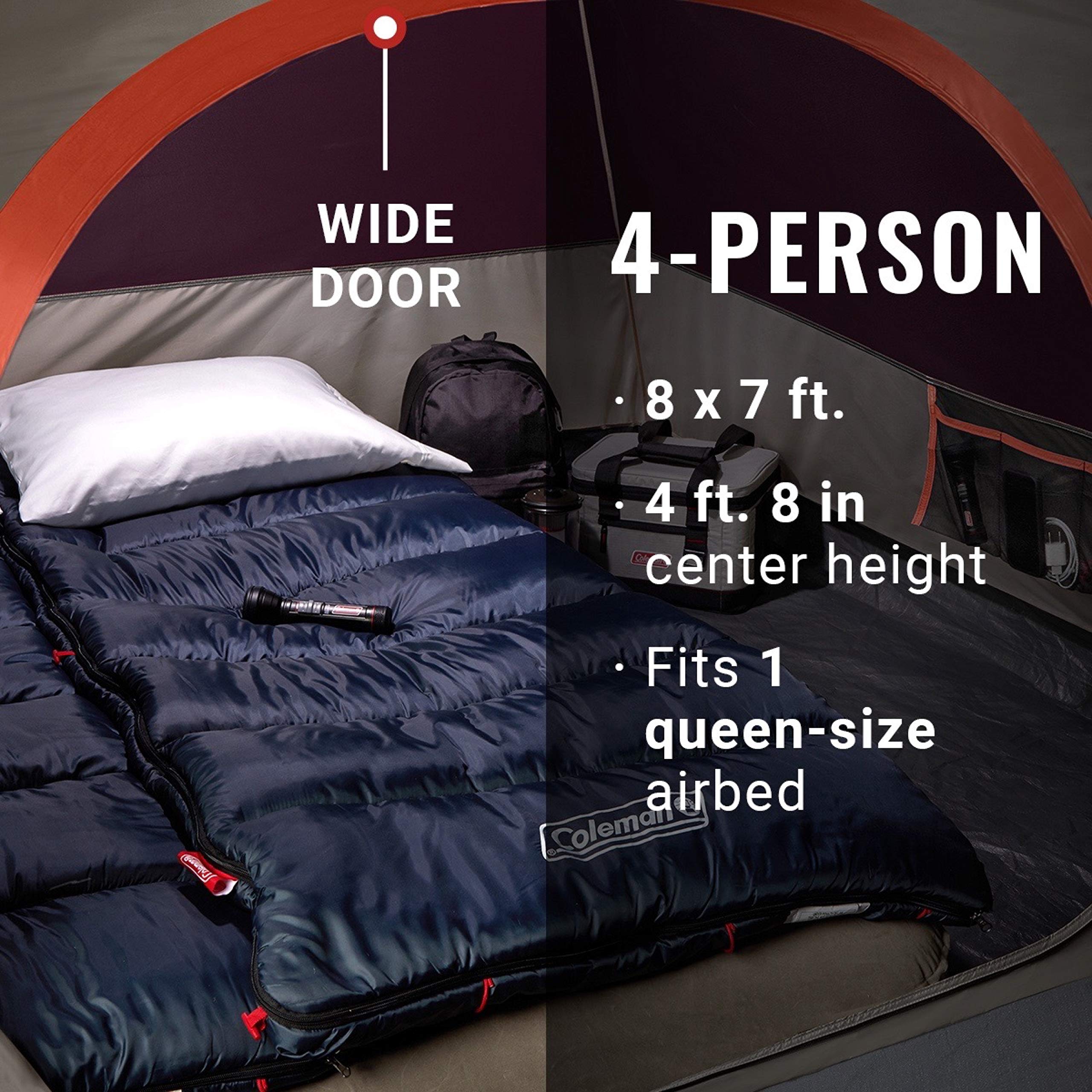 Skydome Coleman Camping Tent with 5 Minute Setup, 2/4/6/8 Person Weatherproof Tent with Rainfly & Carry Bag, 20% More Headroom Than Traditional Canopies