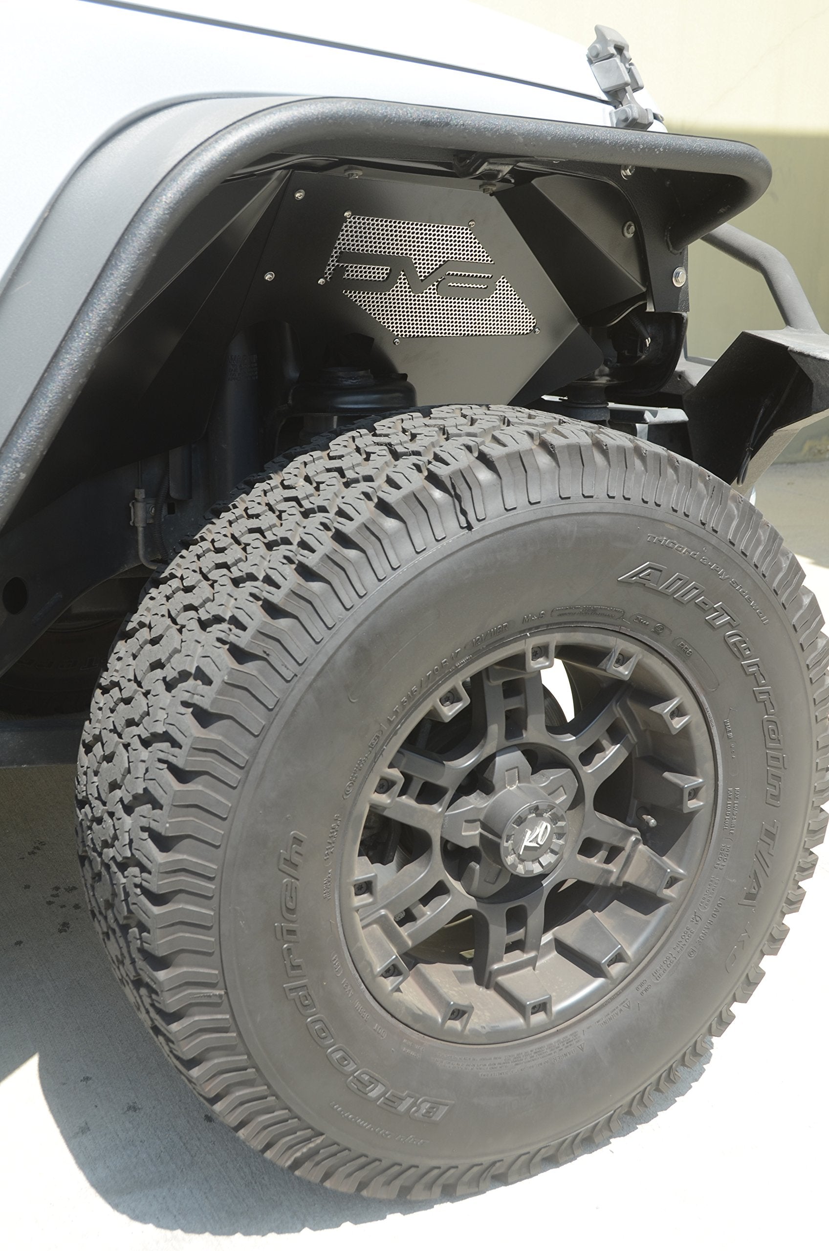 Inner Fender Liner Set DV8 Offroad fits 2007-2018 Wrangler JK | Front Wheel Wells | Vented for Airflow | Aluminum Construction | Black Satin Finish