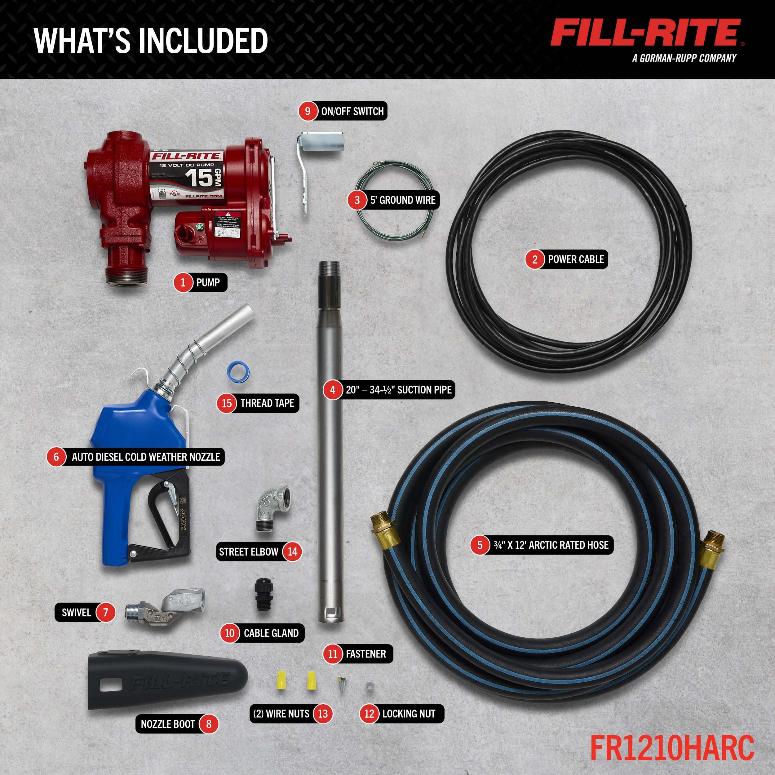 Fill-Rite 12V FR1210HARC Fuel Transfer Pump with Arctic, Cold Weather, Package | Gasoline, Diesel, Kerosene, Ethanol & Methanol Blends & Biodiesel