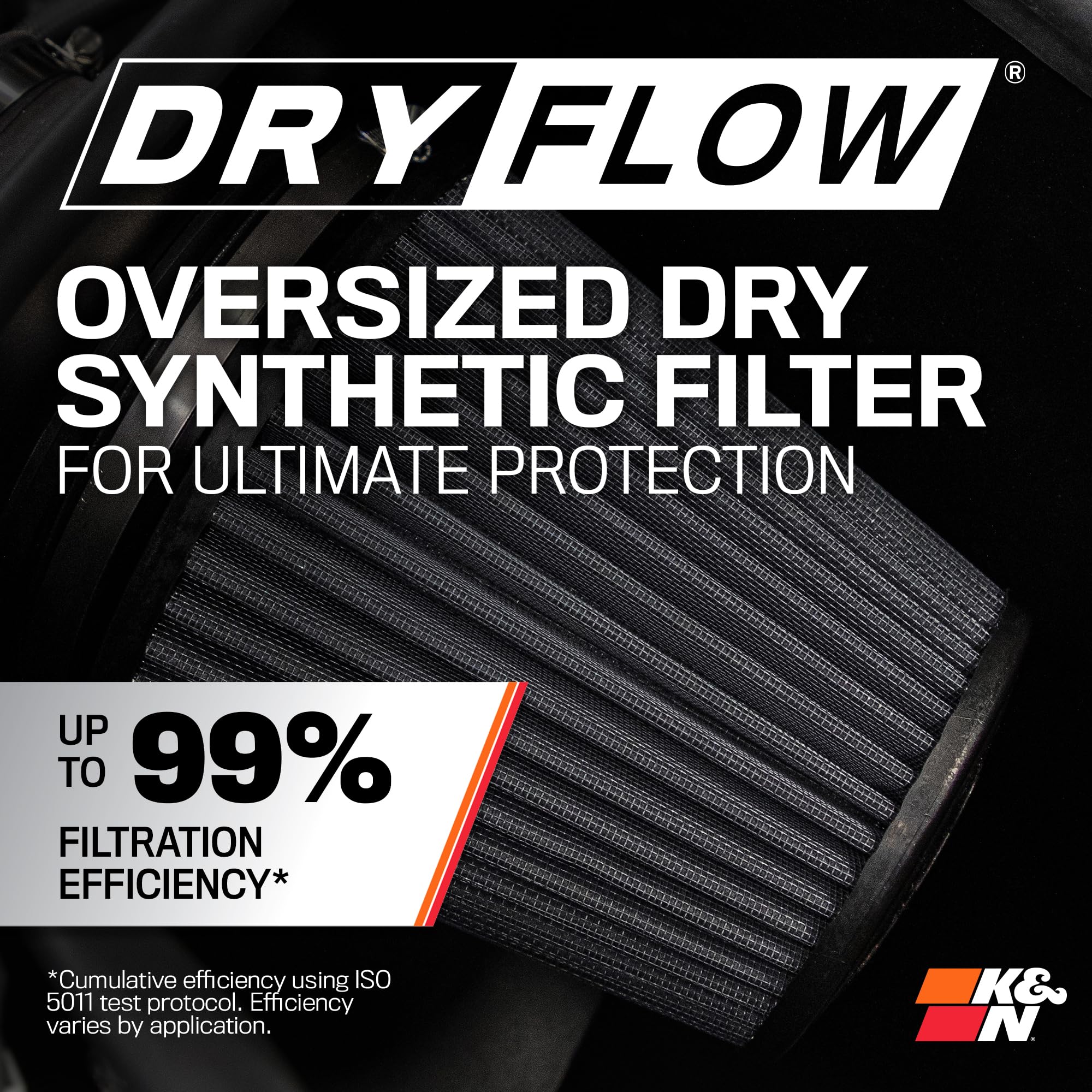 Cold Air Intake System K&N: Dry-Flow Air Filter, Increase Performance & Towing: Compatible with 2021-2024 FORD: Bronco, 30-2619