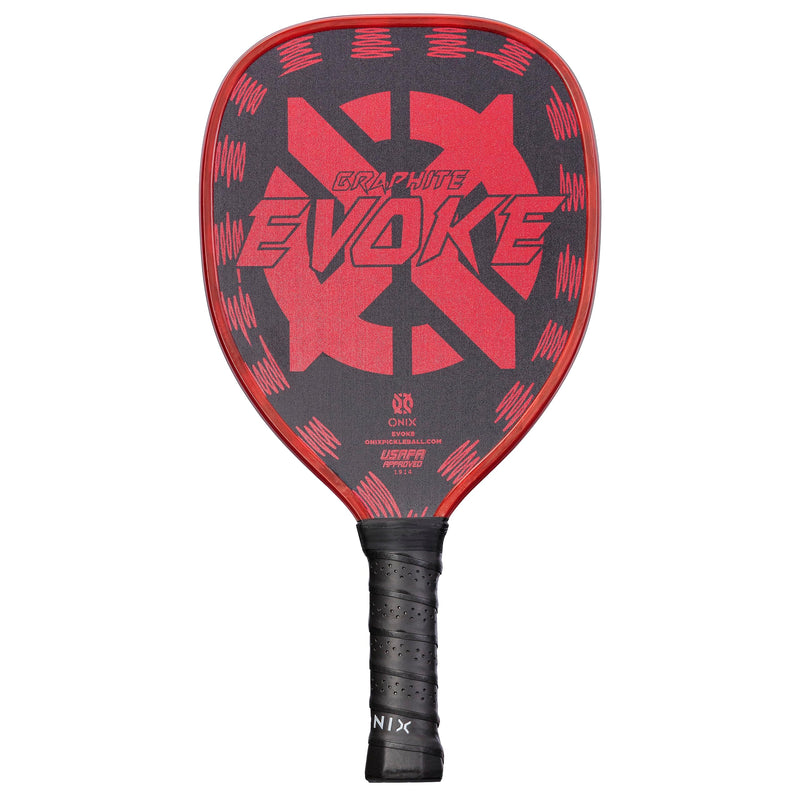 Graphite Onix Evoke Tear Drop Pickleball Paddle Features Tear Drop Shape, Polypropylene Core, and Graphite Face, Red
