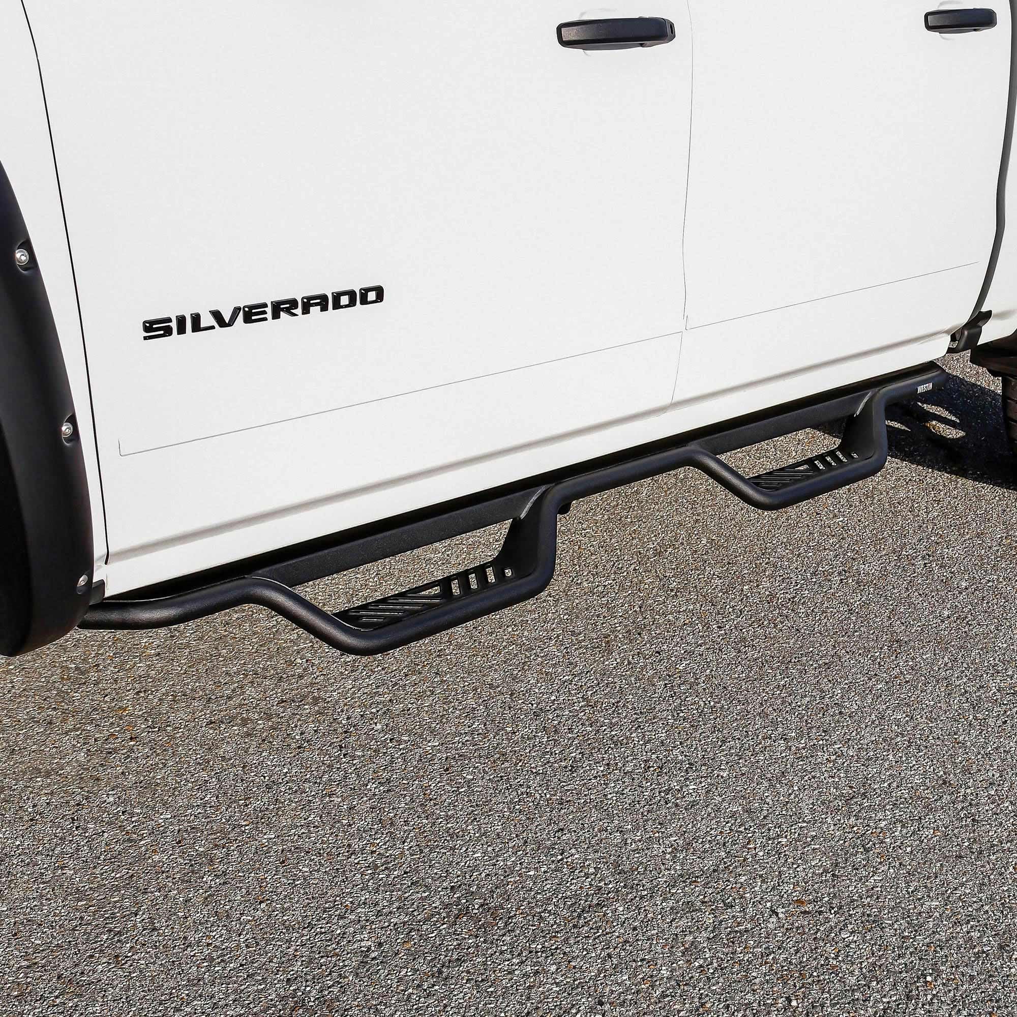Westin 20-13725 Outlaw Black Drop Nerf Step Bars fits 2014-2018 Silverado Sierra 1500 2015-2019 2500 3500 Crew Cab (Excl. Diesel) 1 Pair