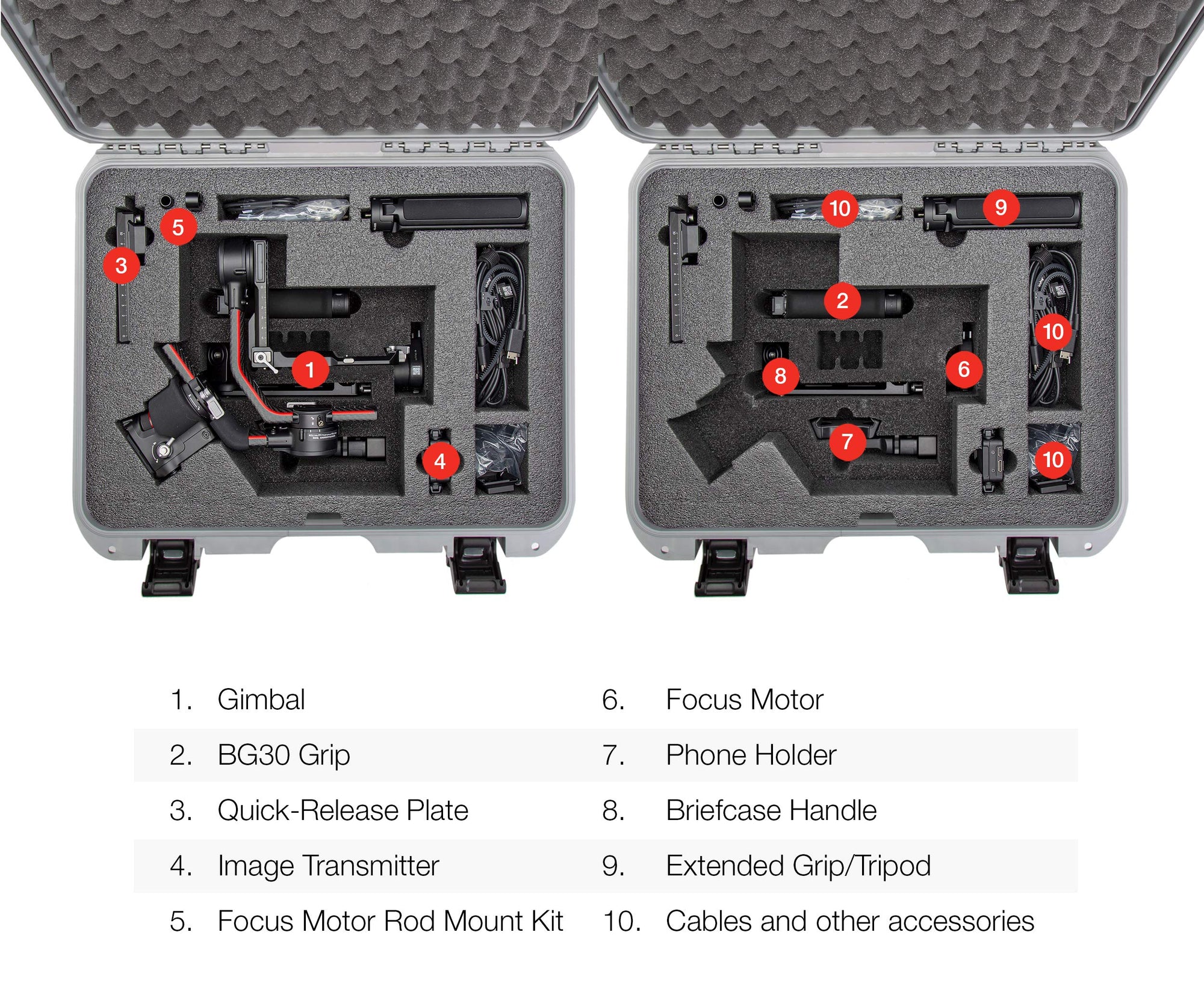 Nanuk Hard Case Waterproof with Foam Insert for DJI Ronin RS 2 and Pro Combo Version - Silver (930-RONS25)