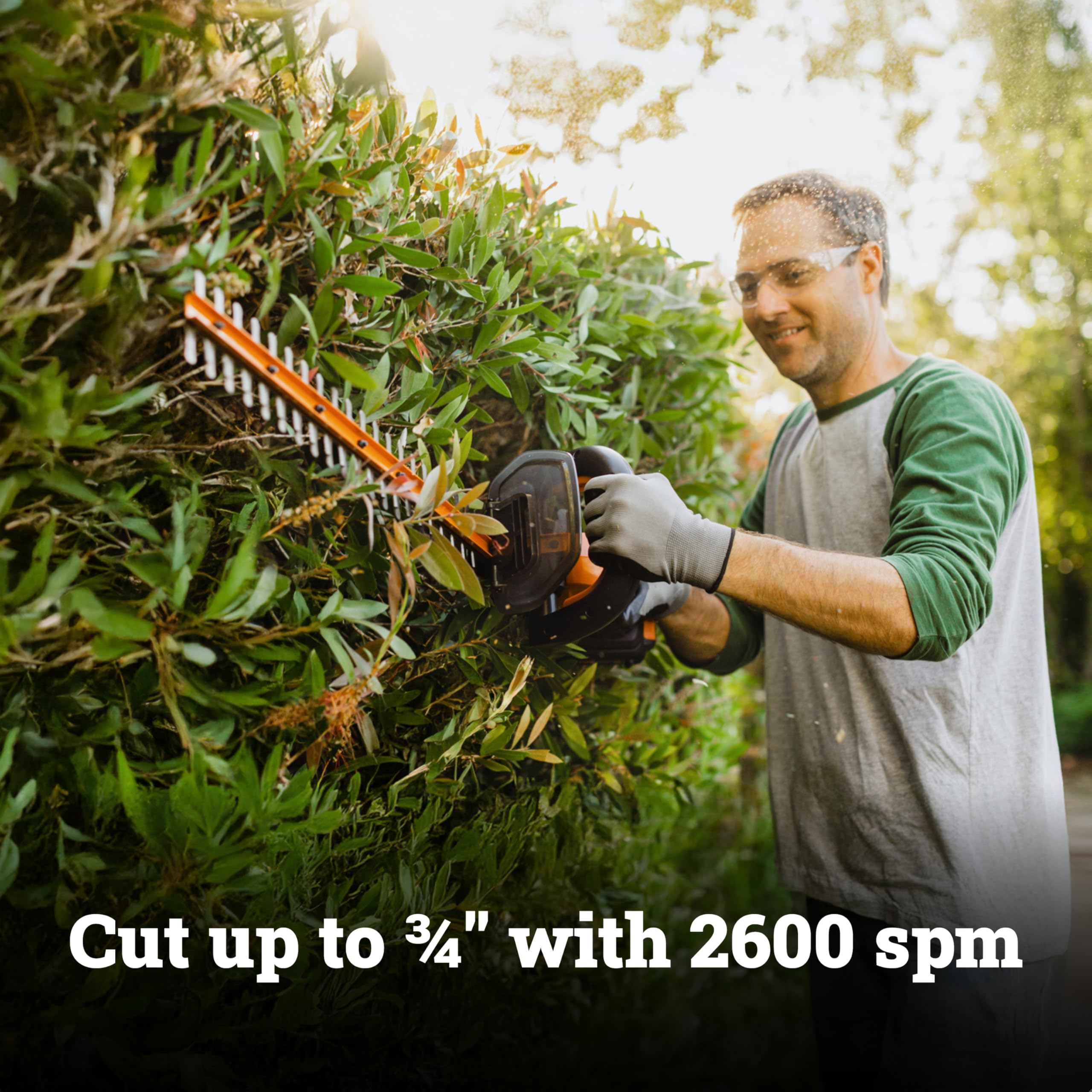 22" WORX Cordless Hedge Trimmer, Electric Hedge Trimmer with Dual-Action Blades, Lightweight Bush Trimmer with 5.5 LBS, Battery & Charger Included, WG261