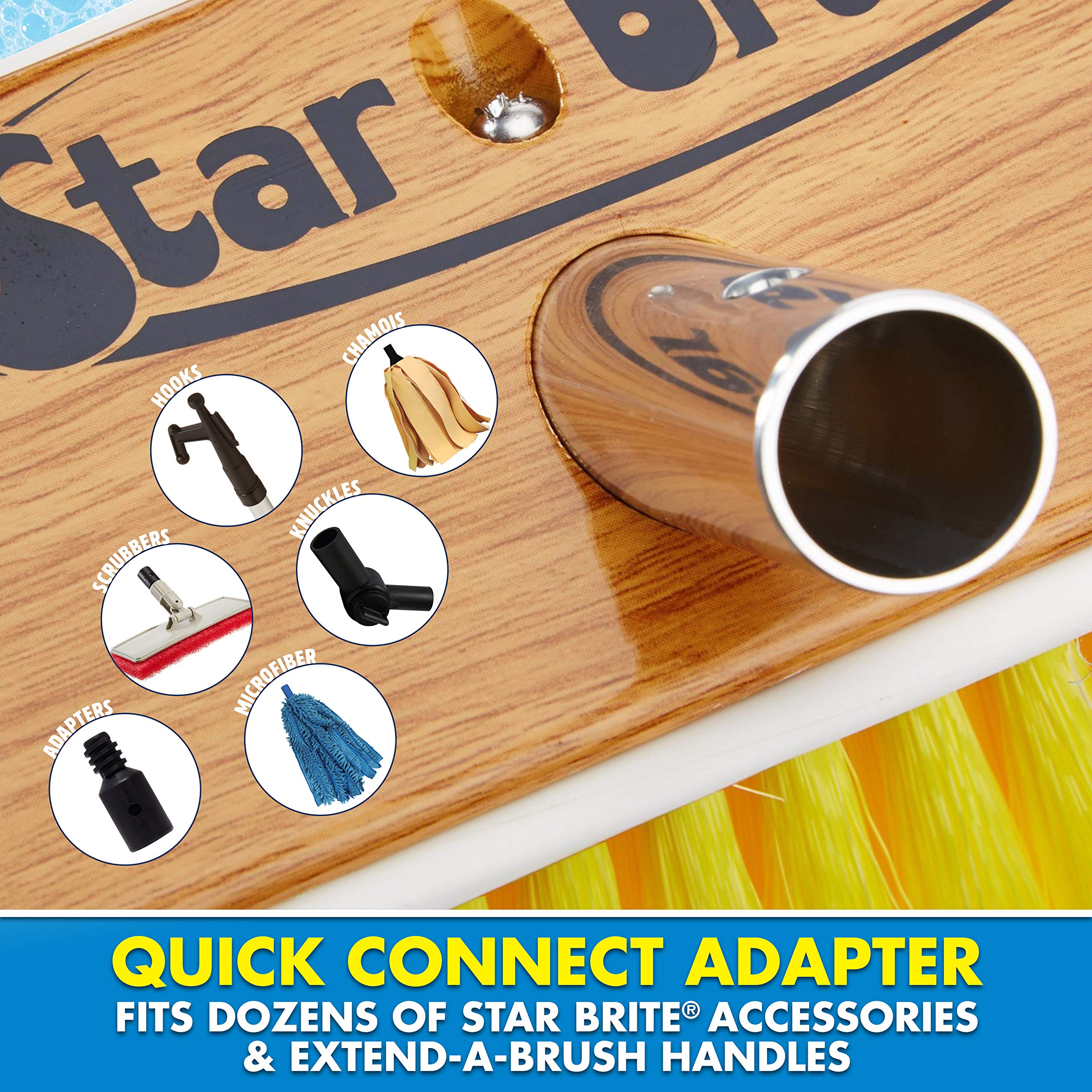 8" STAR BRITE Premium Cleaning Brush - Synthetic Wood Block with High-Density Star Prene Fibers for Smooth & Painted Surfaces - Fits Star brite Extend-A-Brush Handles - Soft Bristle, Yellow (040170)