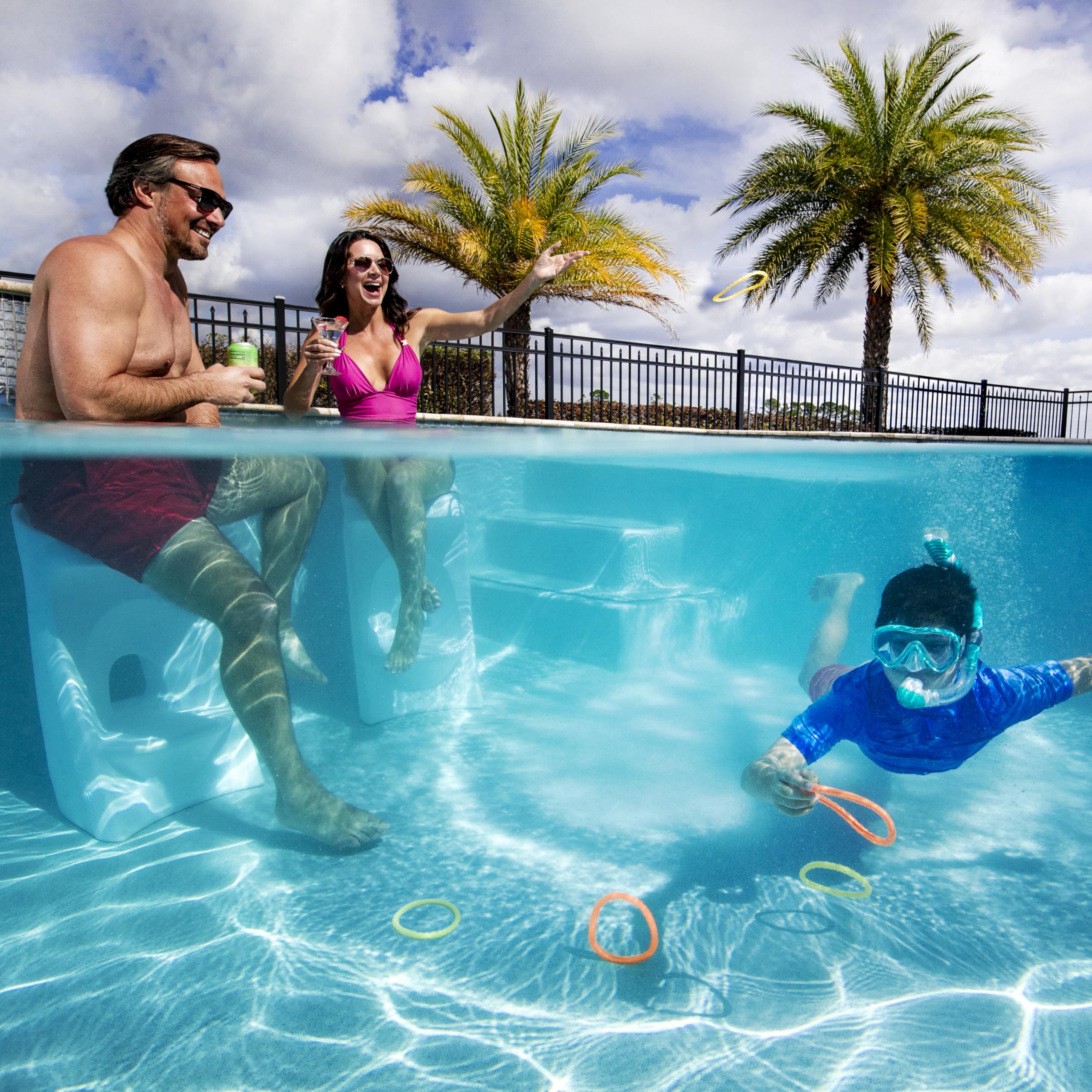 In-Pool Stool Step2, Waterproof Outdoor/Indoor Patio Furniture, Bar Stool, Pool Lounge Chair, Made of Durable Resin, Weighted, White