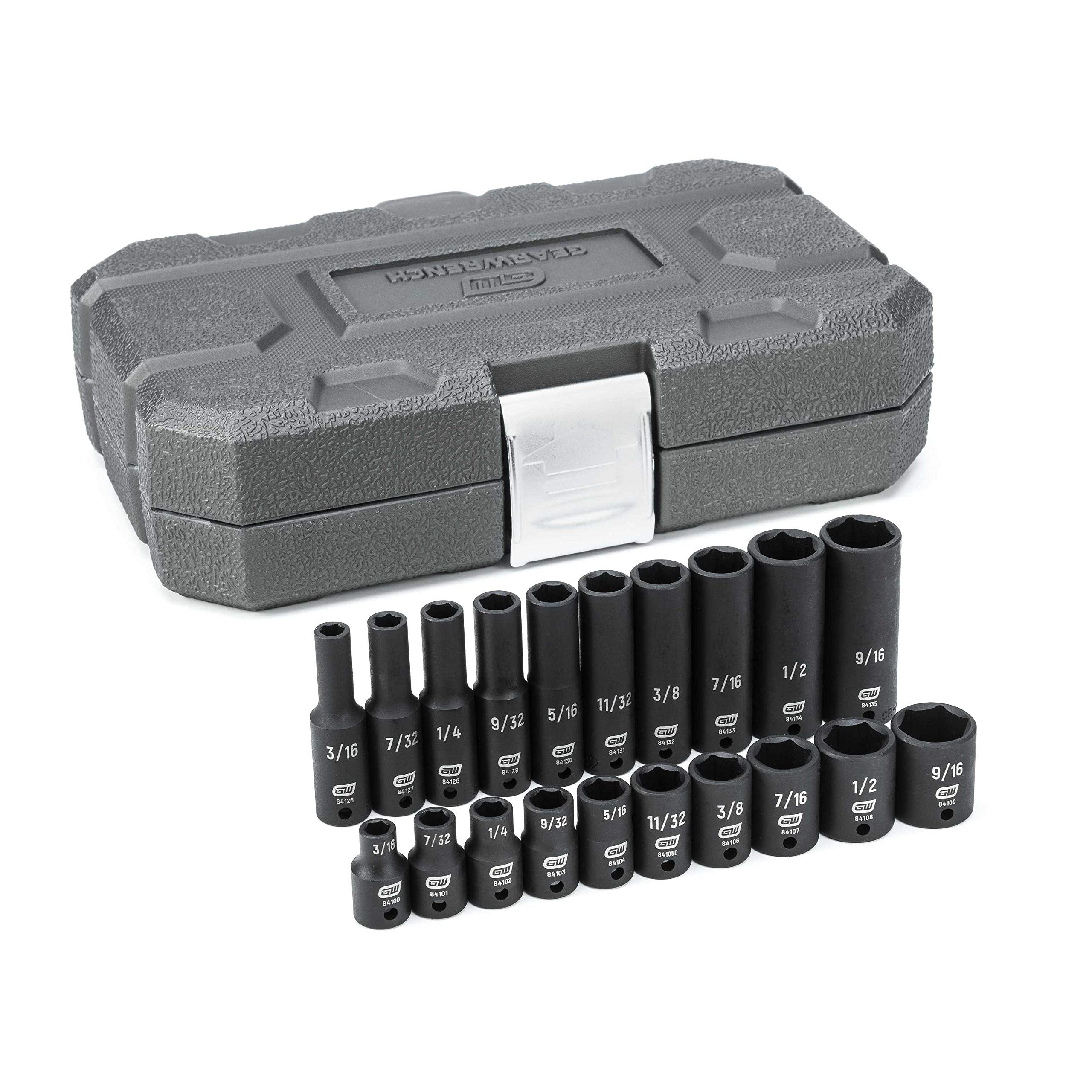 20 Pc. GEARWRENCH 1/4" Drive 6 Pt. Standard & Deep Impact Socket Set, SAE - 84900