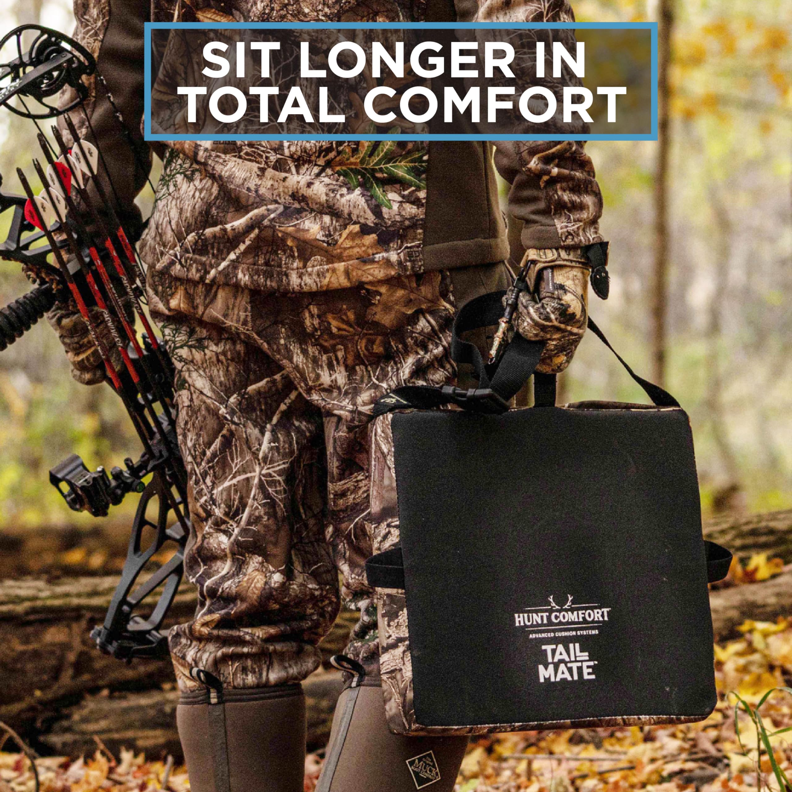 LiteCore Tail Mate Premium Seat Cushion with Memory Foam for Stadium Seats, Office, Home, Car, Hunting, Travel, and More, Mossy Oak