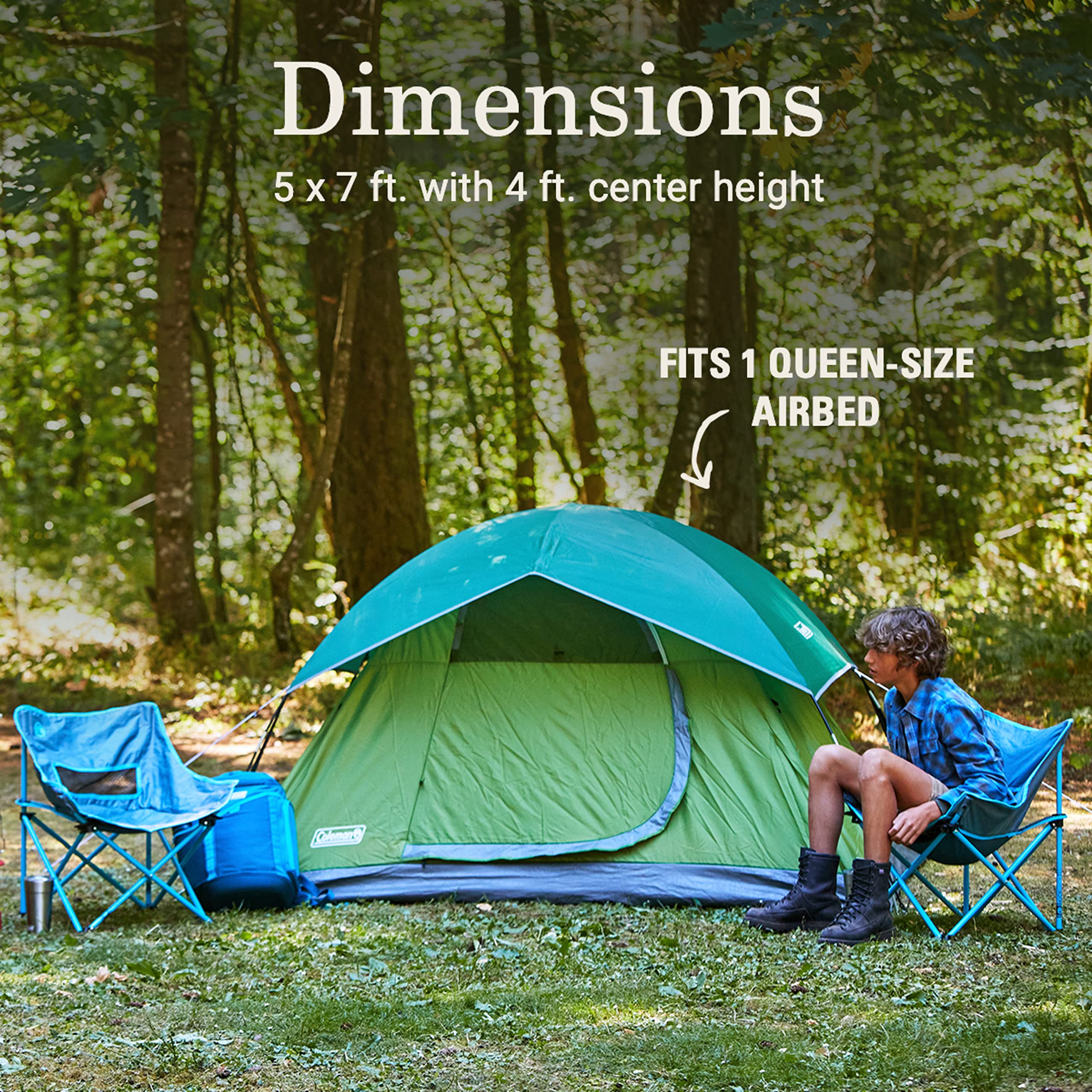 Sundome Coleman 2-Person Tent with Rainfly, Weatherproof Tent Sets Up in 10 Mins