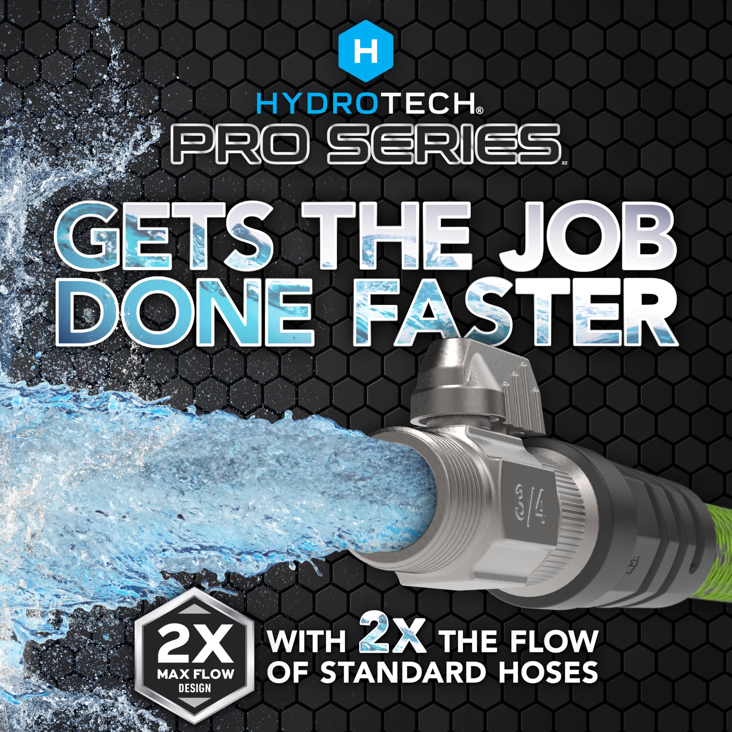 50 ft HydroTech Expandable Garden Hose - Pro Series, 2x Max Flow, 3/4" No-Kink Flexibility, Lightweight Hose for Lawn, Garden, Car Washing, Deck and Patio Cleaning