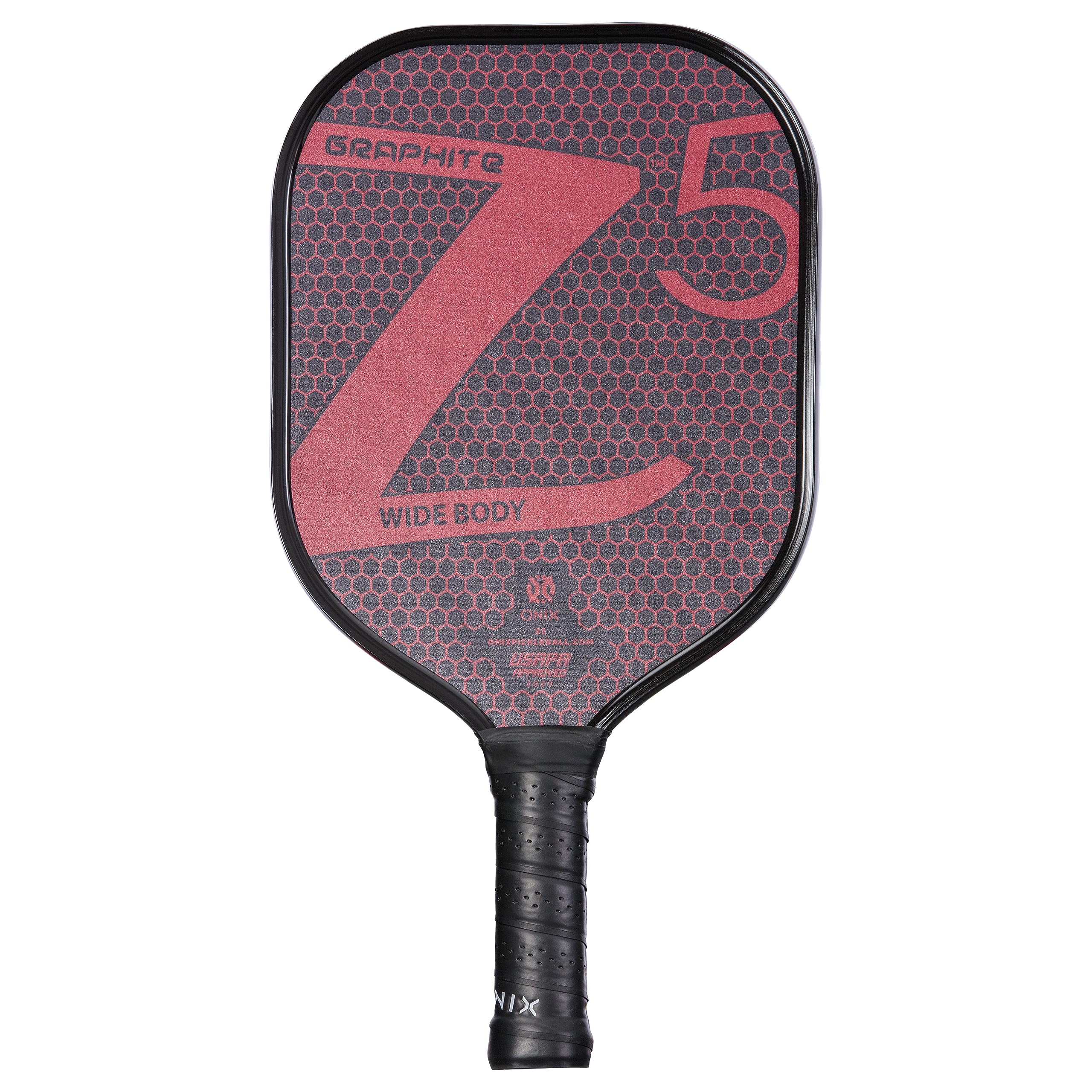 Graphite ONIX Z5 Pickleball Paddle (Graphite Carbon Fiber Face with Rough Texture Surface, Cushion Comfort Grip and Nomex Honeycomb Core for Touch, Control, and Power), Red
