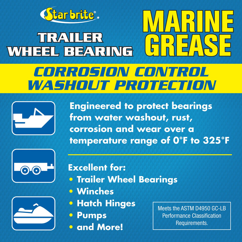 Marine Grade STAR BRITE Wheel Bearing Grease - Ideal for Boat Trailers, Water Pumps, Hinges, Pins, Winches, Anchor Chain Reels - 1 lb. (026016)