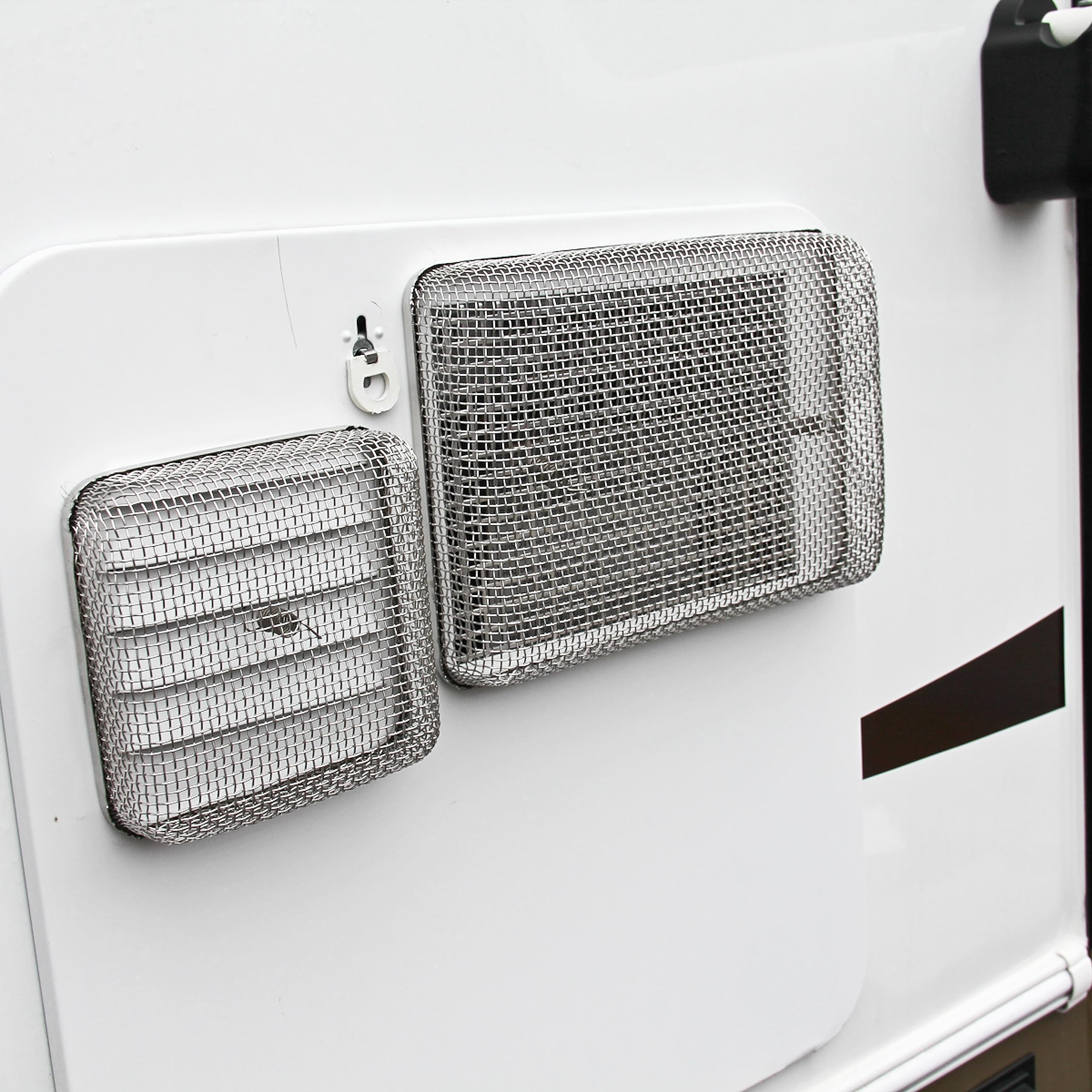 Camco Insect Flying Screen- Protects The Water Heater Vents from Flying Insect Nests, Stainless Steel Mesh, WH 500 -(42145),6" X 8.5" X 1.3", White
